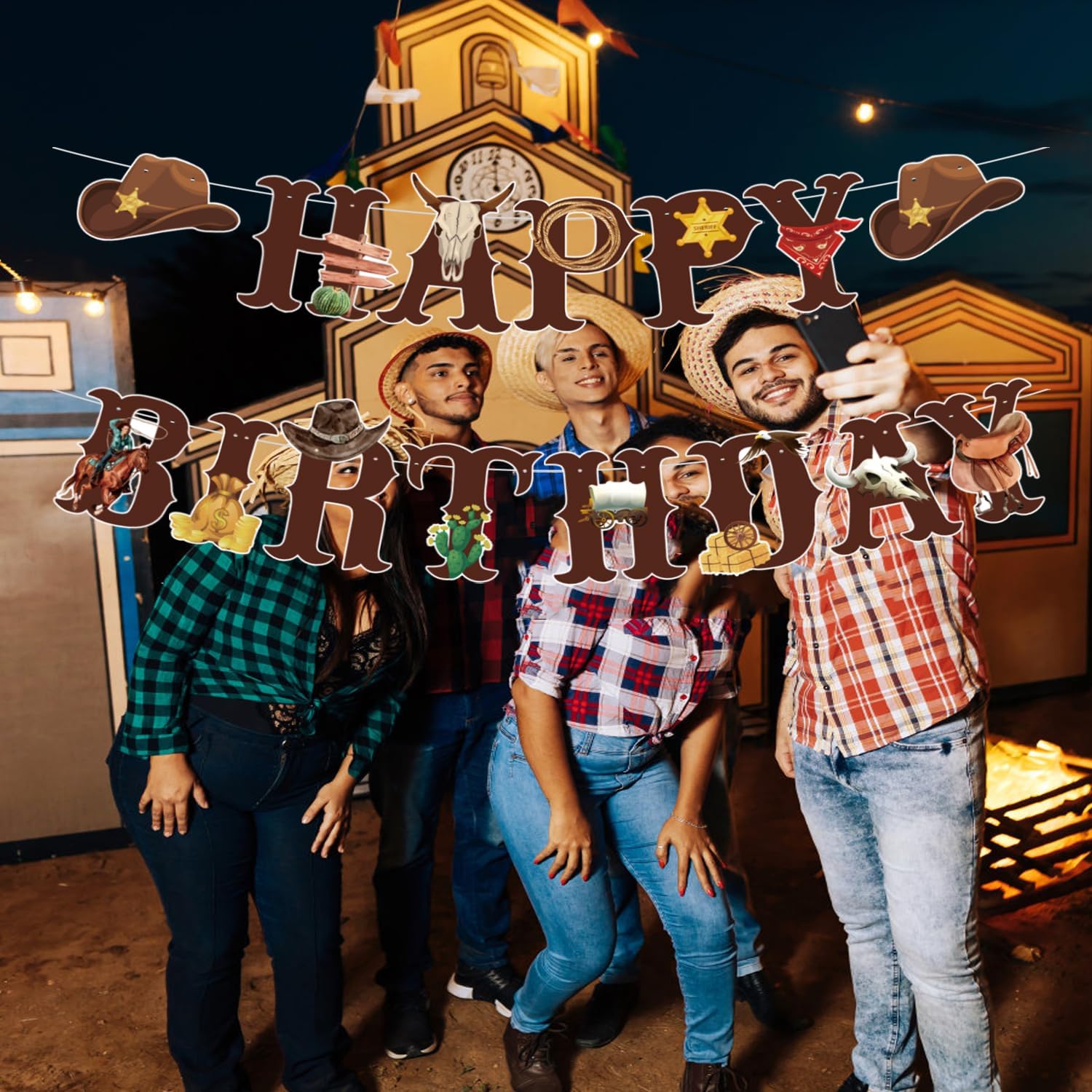 Western Cowboy Birthday Banner Decoration Set