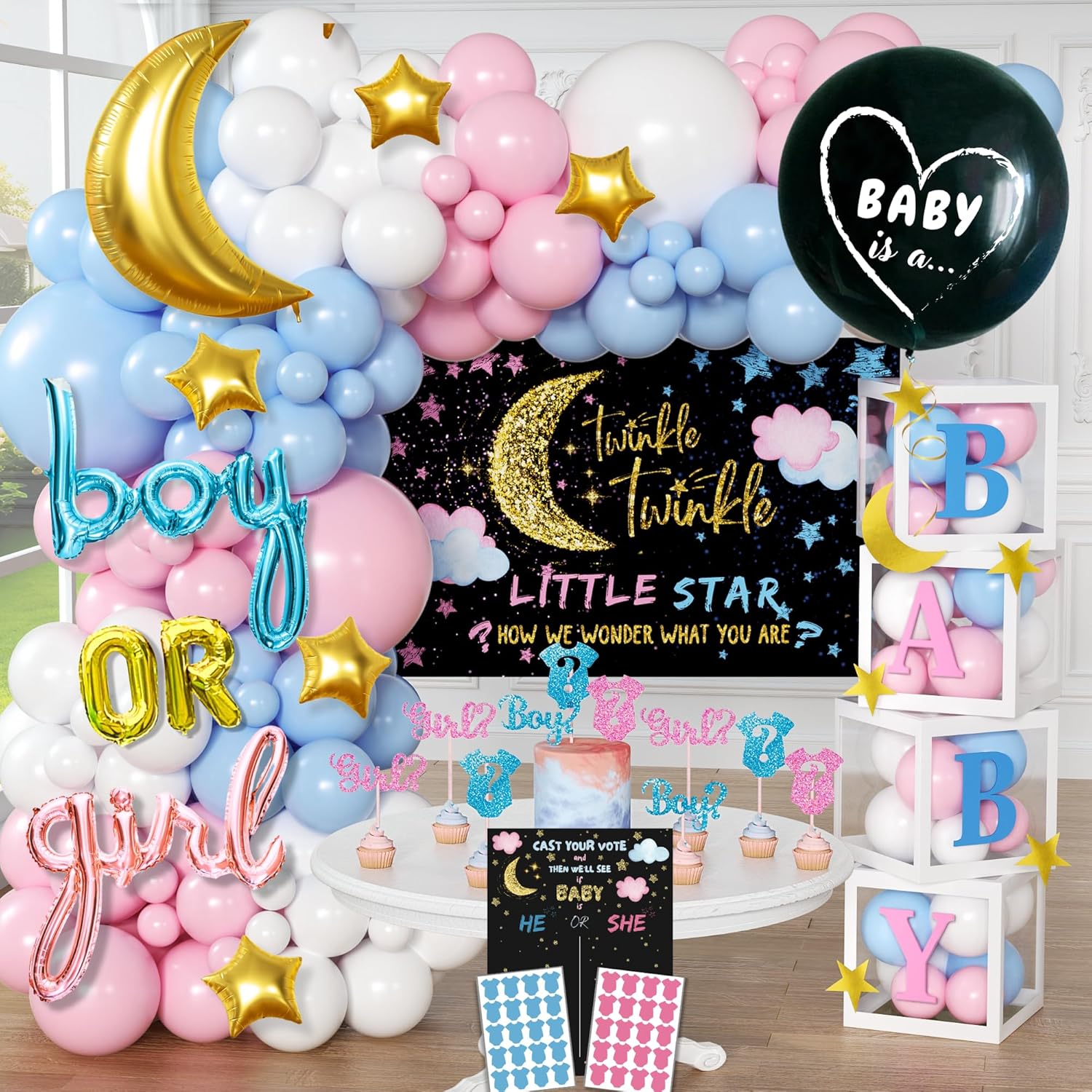 191 PC Premium Twinkle Star Gender Reveal Decor Kit