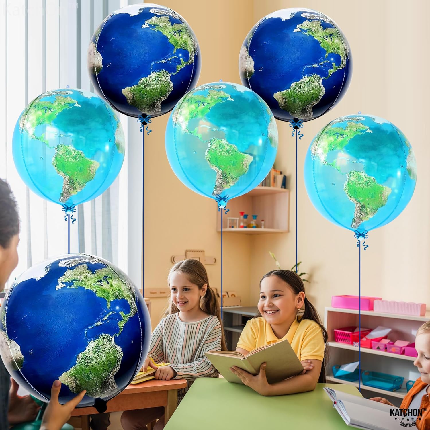 KatchOn 22 Inch Globe Balloons Pack of 6