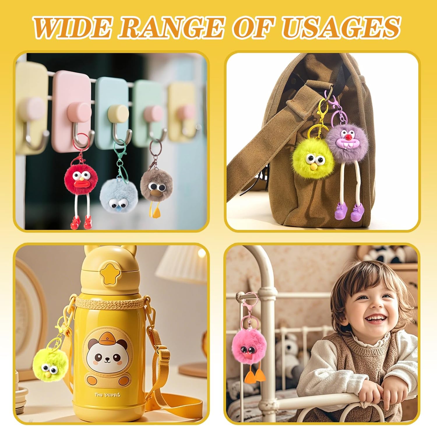 30 pcs Fluffy Plush Kids Keychains Set
