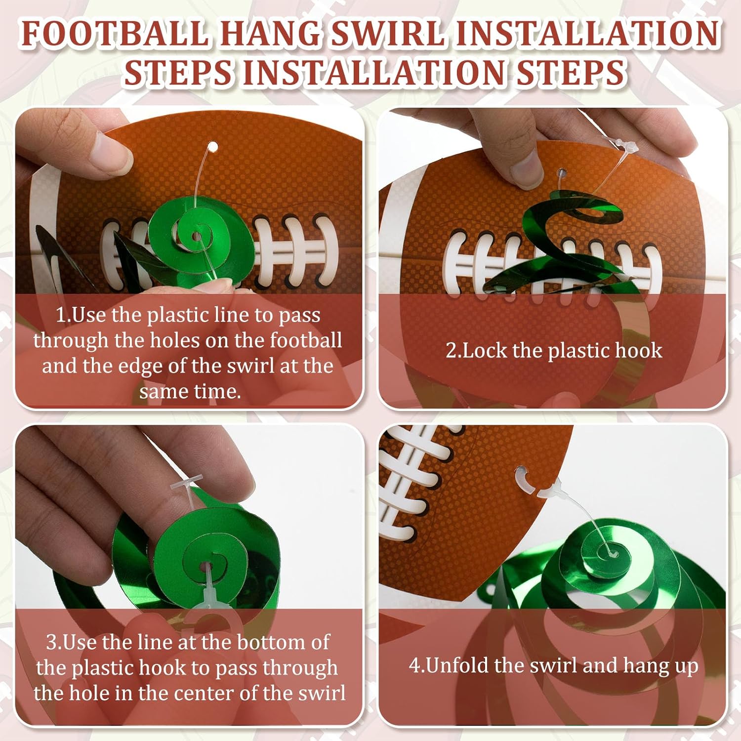 5 Serving Football Party Decorations Set