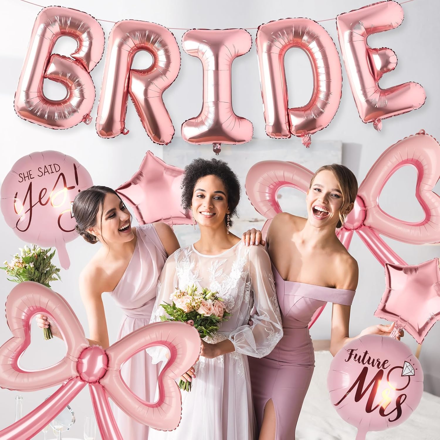 Rose Gold Bride Balloons Decor Kit