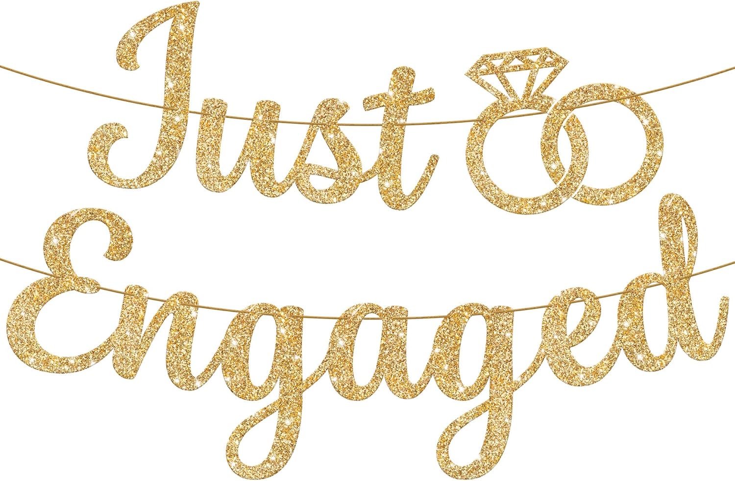 KatchOn Glitter Gold Just Engaged Banner 10 Feet