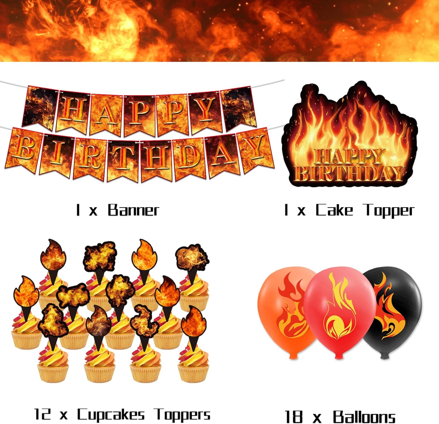 Firefighter Birthday Party Decorations Set