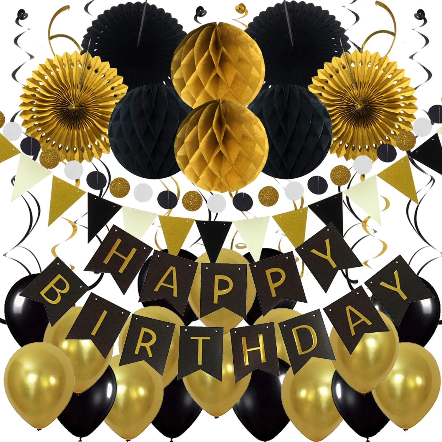 ZERODECO Birthday Party Decoration Black Imitation-Gold