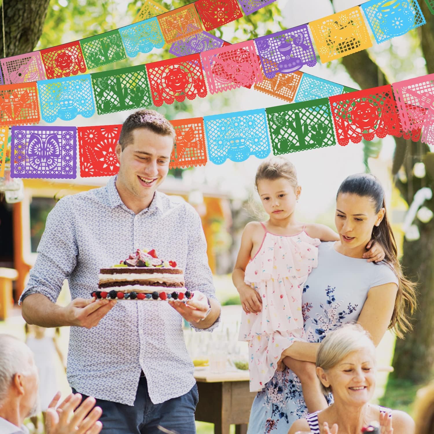 6 Packs Mexican Banners 22ft x 6 Plastic Fiesta Decorations