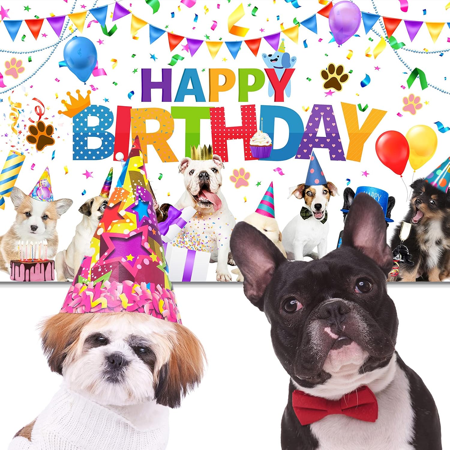 Tatuo Dog Happy Birthday Backdrop Banner