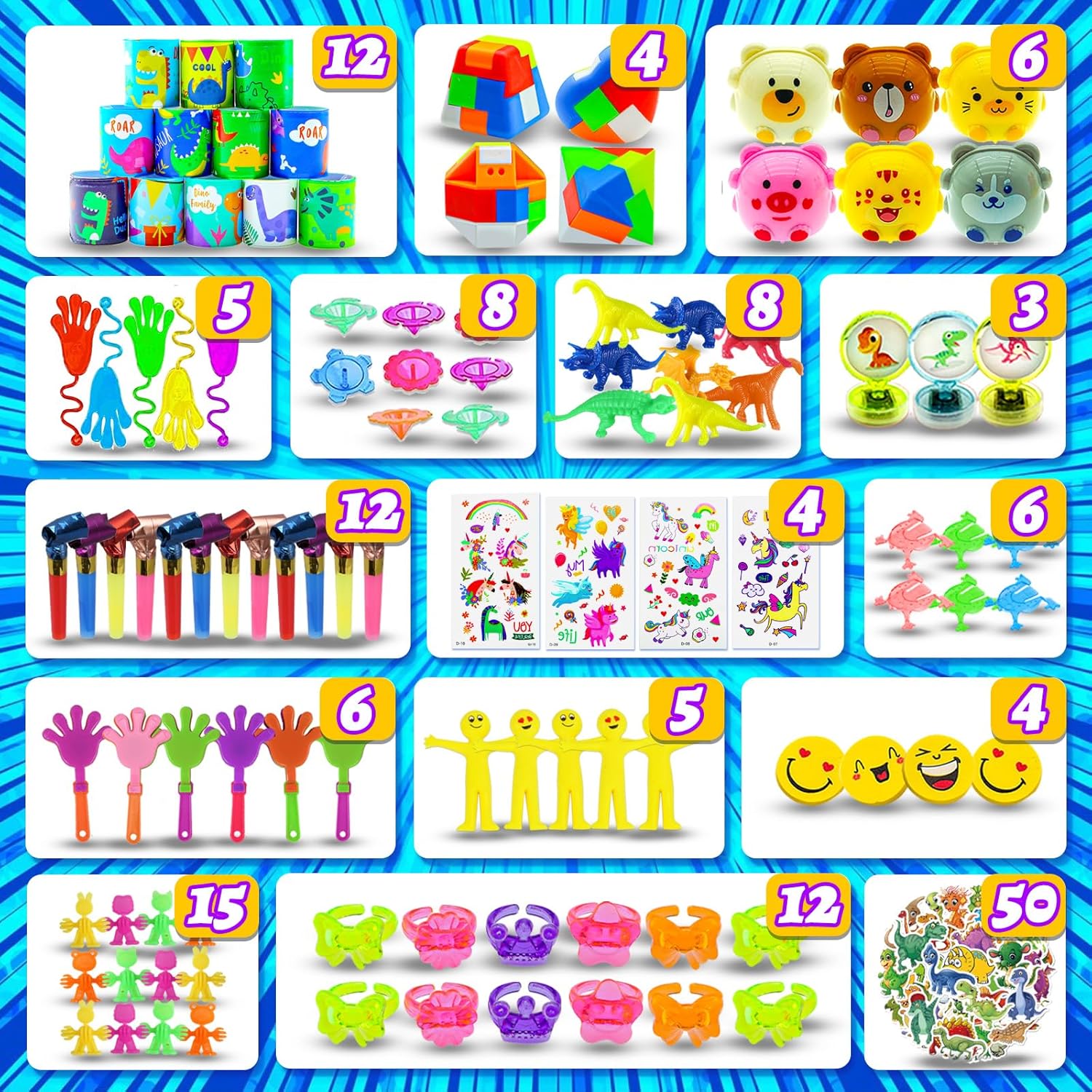 HOLILURE 206 PCS Kids Party Favors Fidget Toy Pack