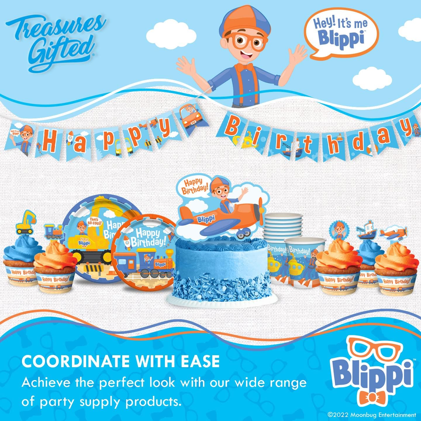 Treasures Gifted Blippi Birthday Banner Decor