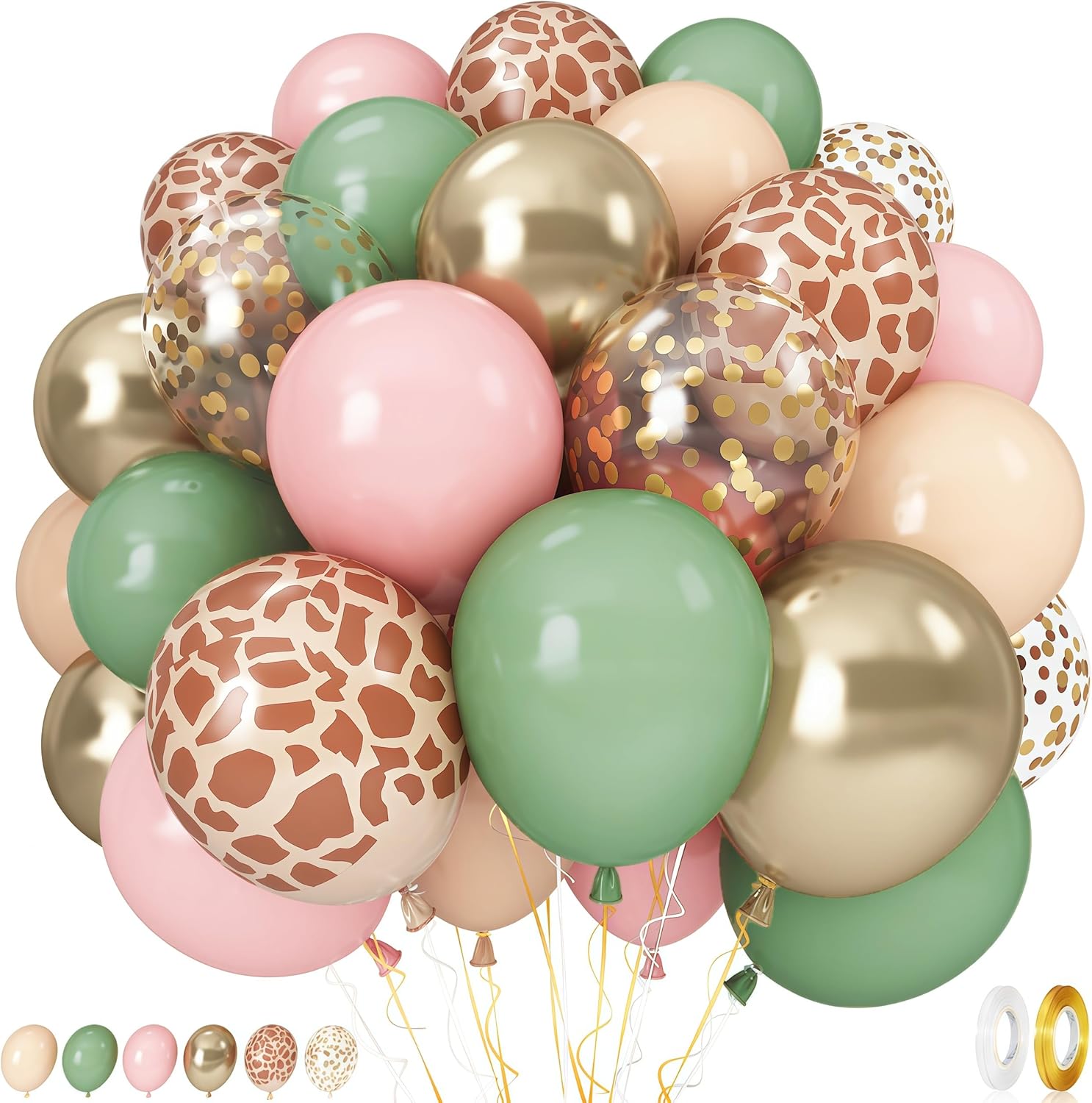 Pink Jungle Safari Balloons 60PCS Party Decorations