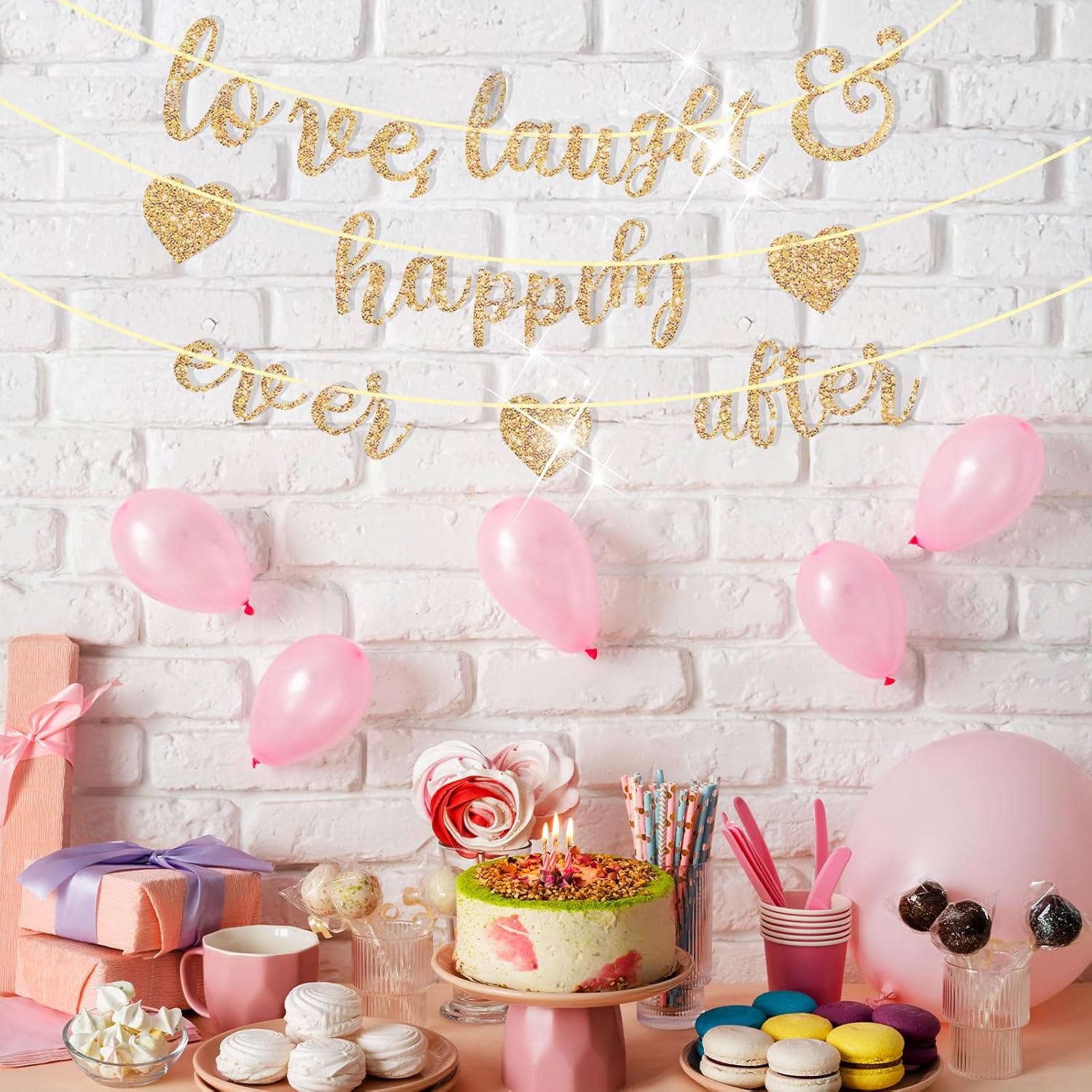 Sparkling Gold Glitter Bridal Shower Banner Reusable Engagement Sign