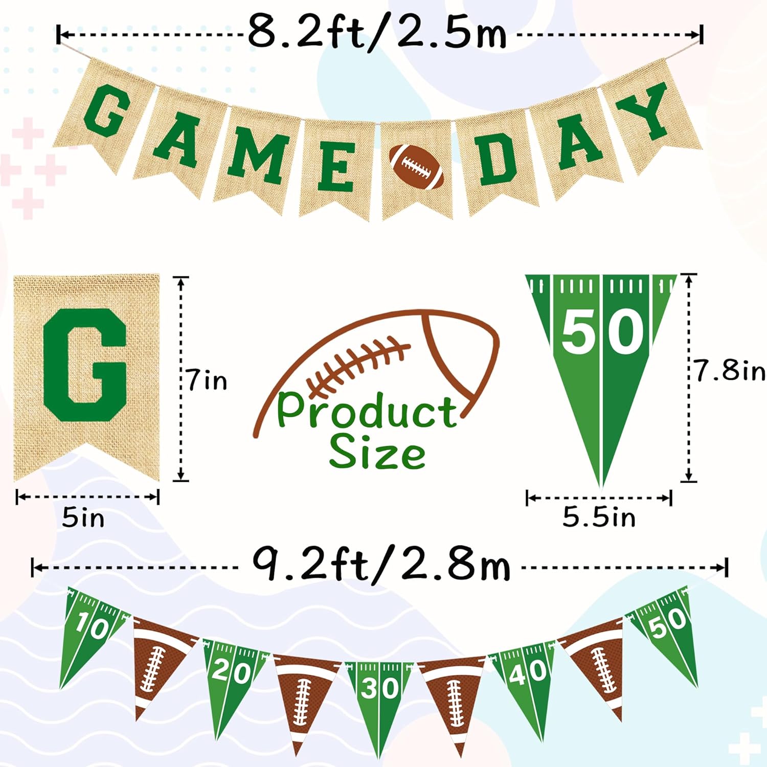 Game Day Burlap Banner Football Garland Bunting