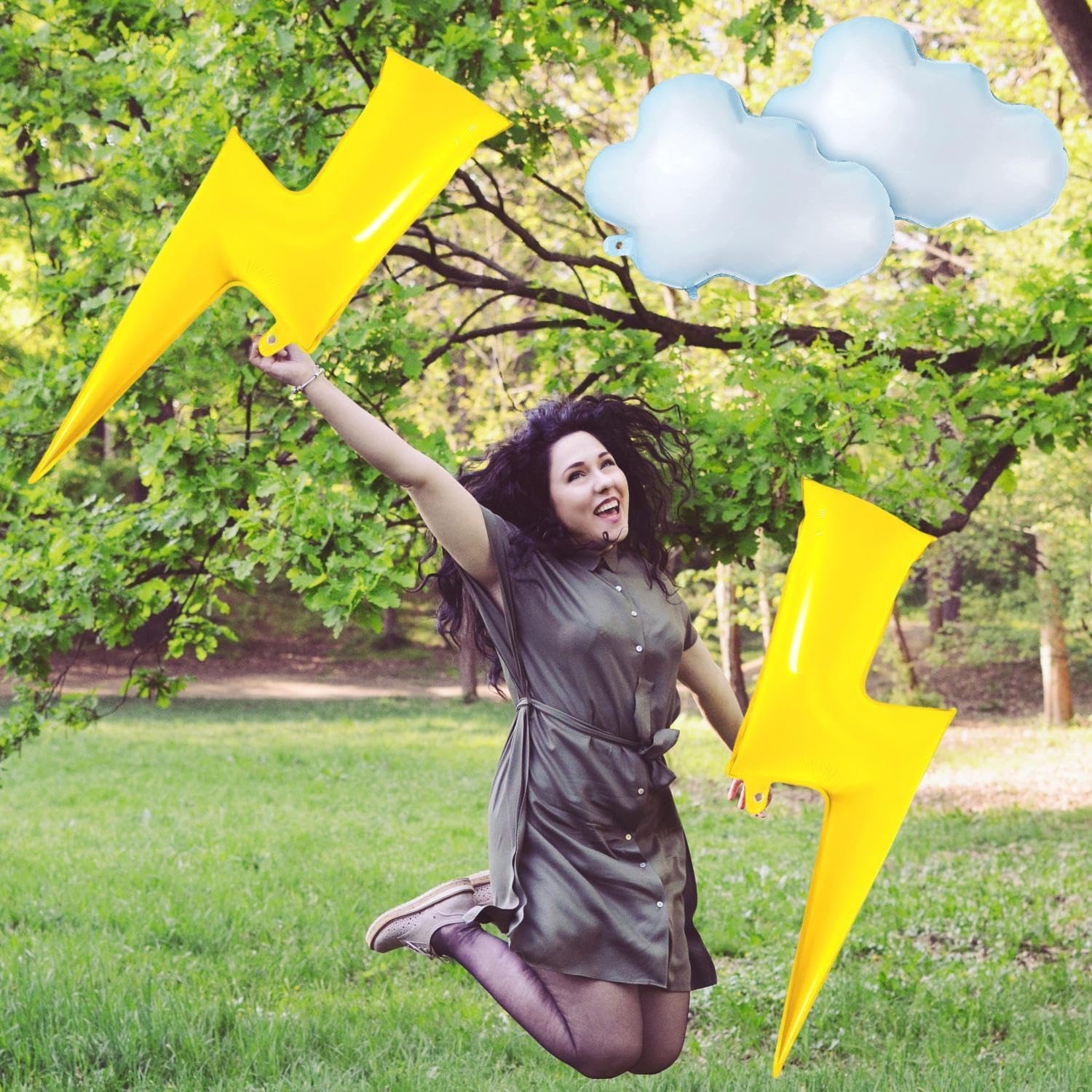 Flash Foil Balloons Cloud Balloons Lightning Bolt Decorations 8 Pcs