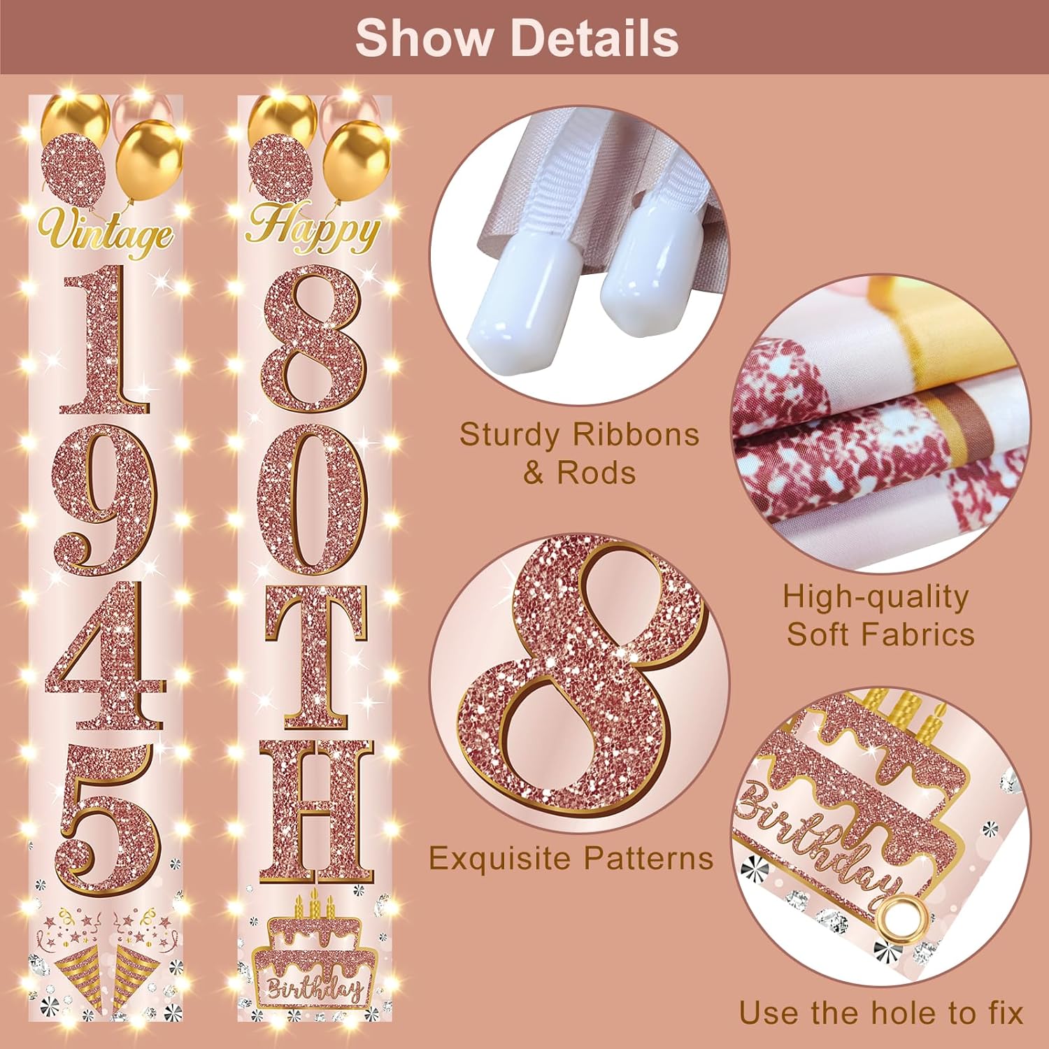 80th Birthday Door Banner with LED Light