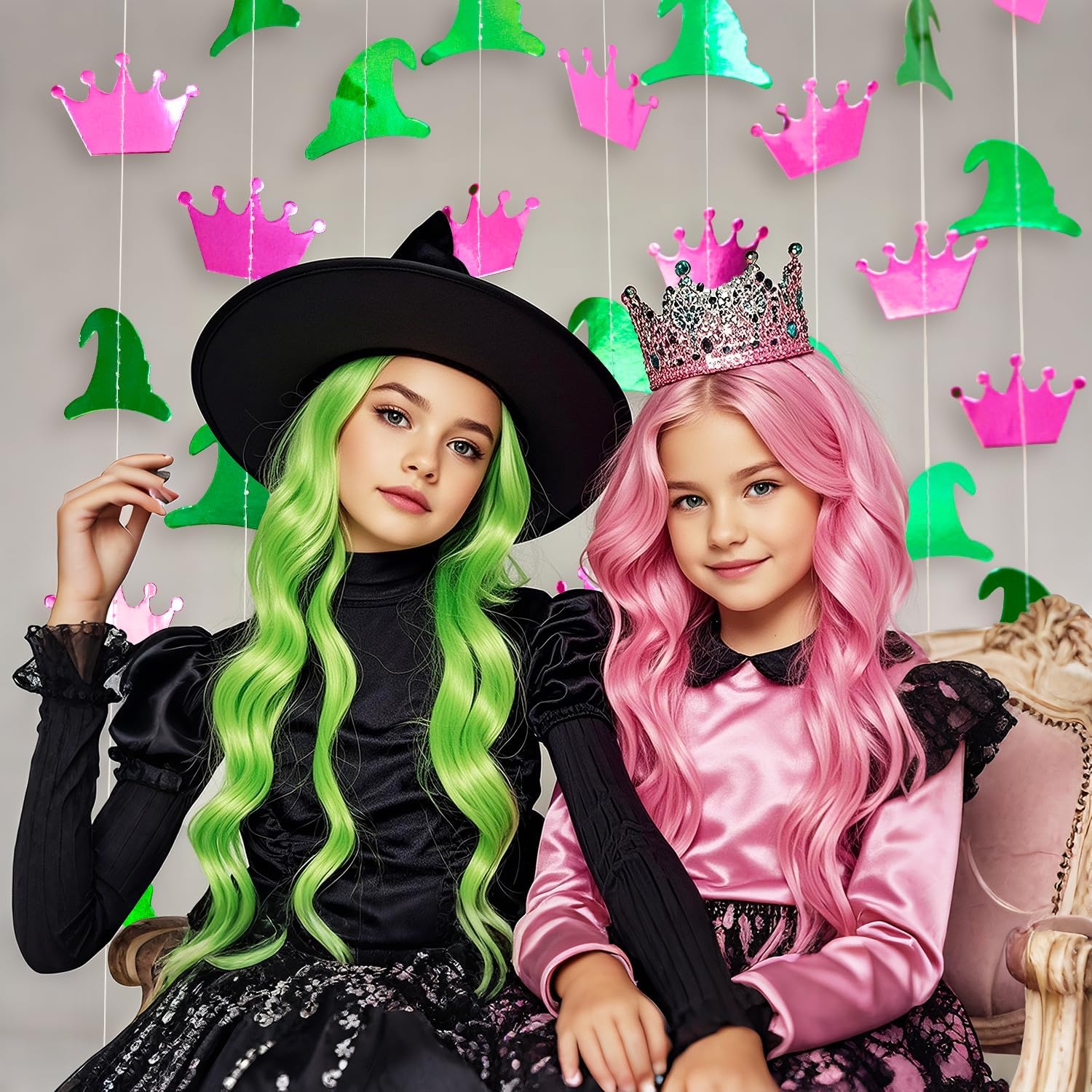 394 Ft Shiny Green Pink Witch Themed Party Garland