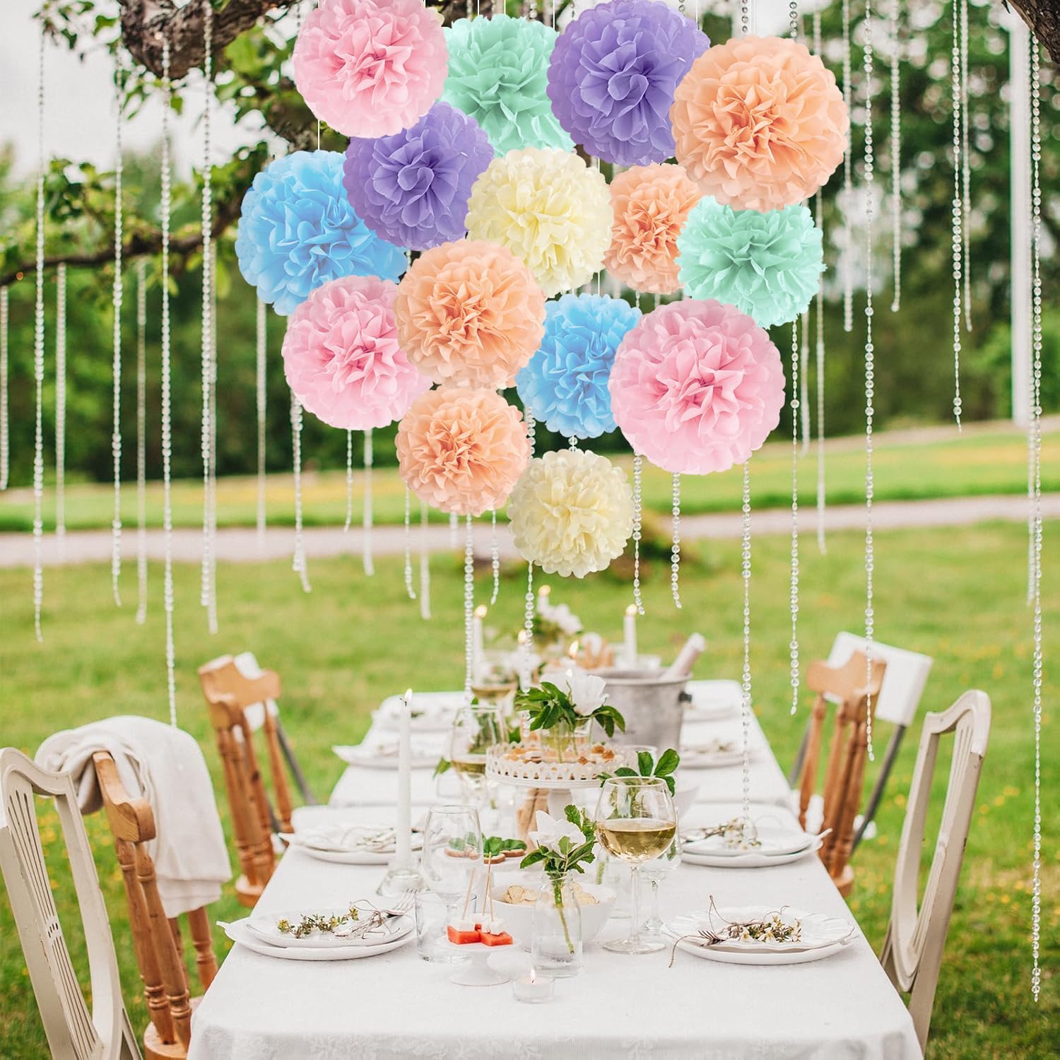 16PCS Pastel Tissue Pom Poms Decorations