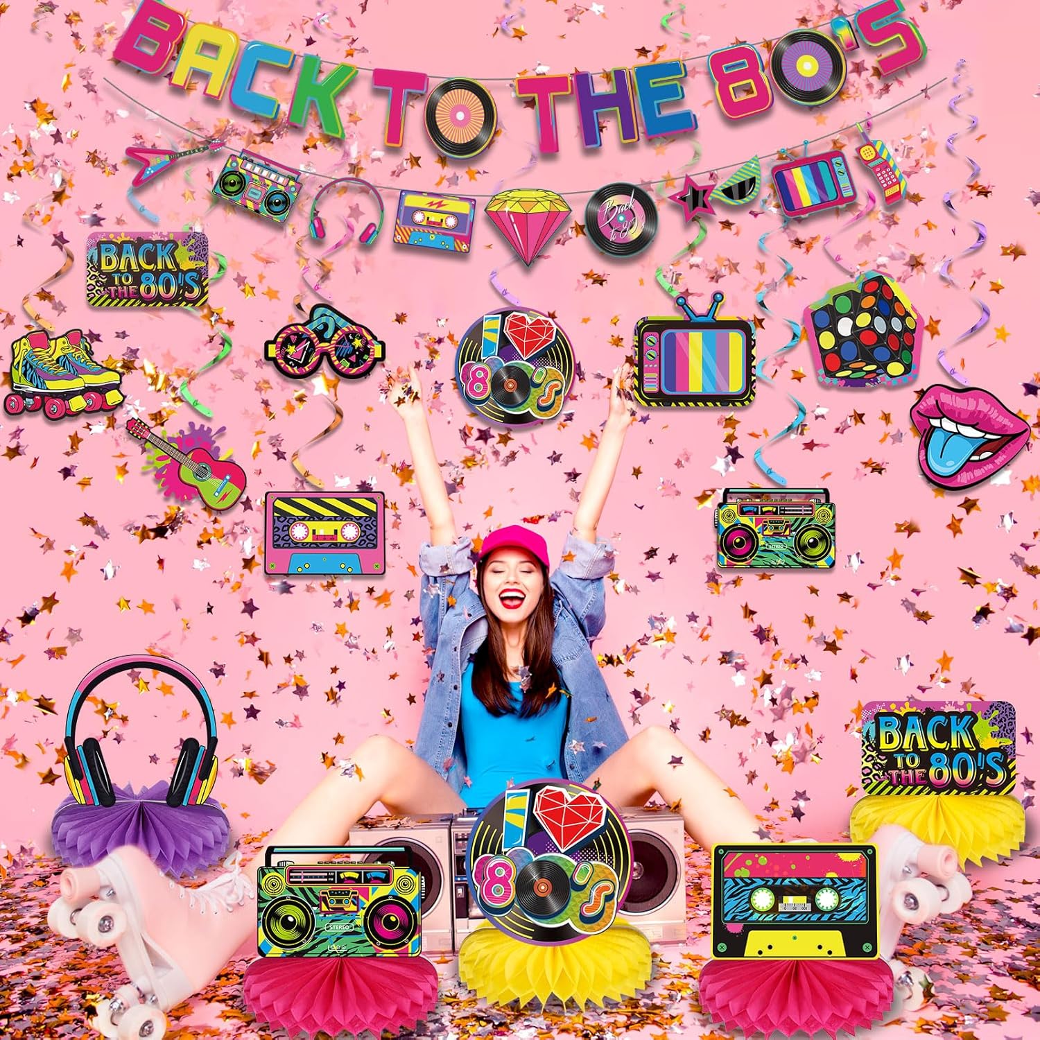 Blosssound 27 Pcs 80s 90s Party Decorations