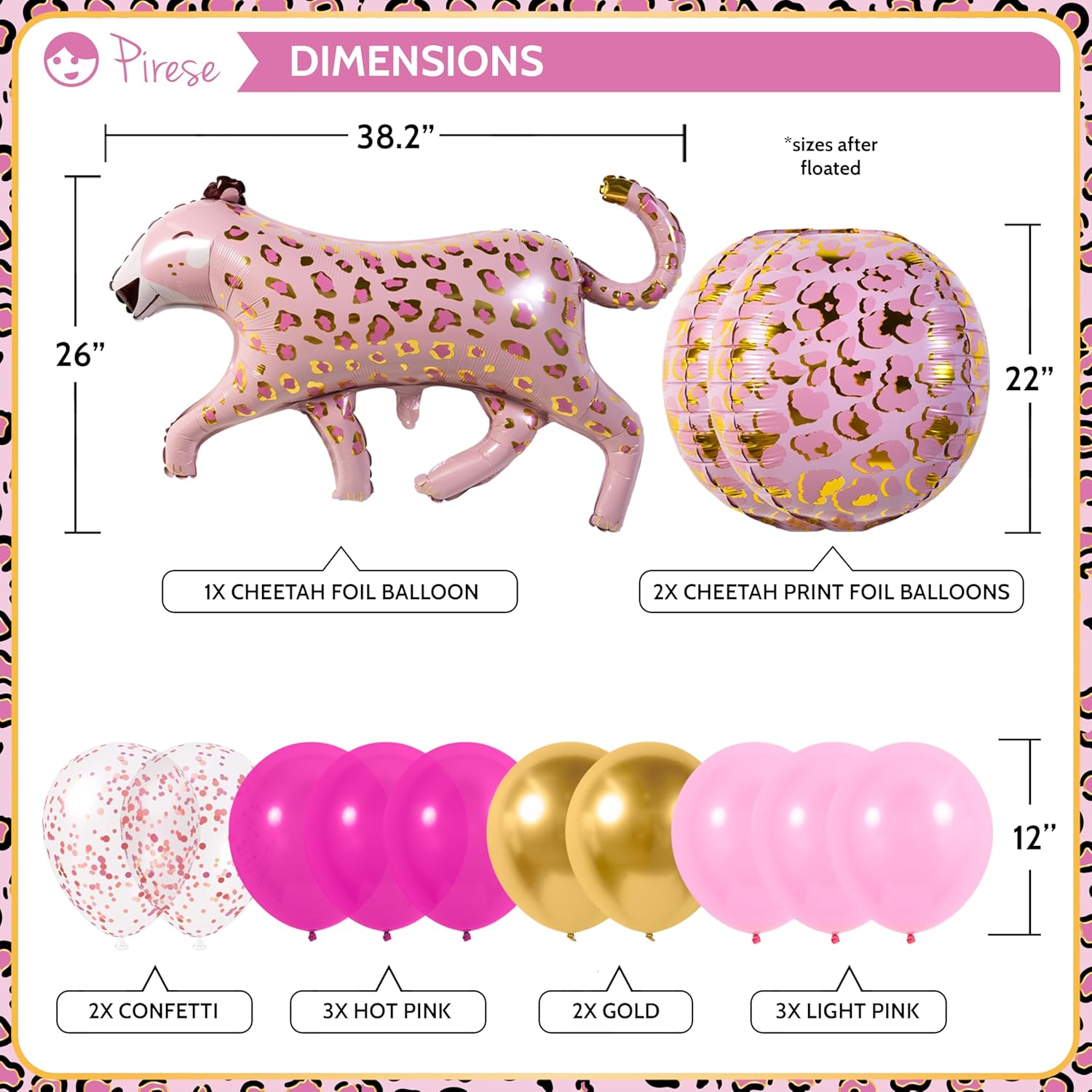 Pink Cheetah Birthday Banner with Decorations