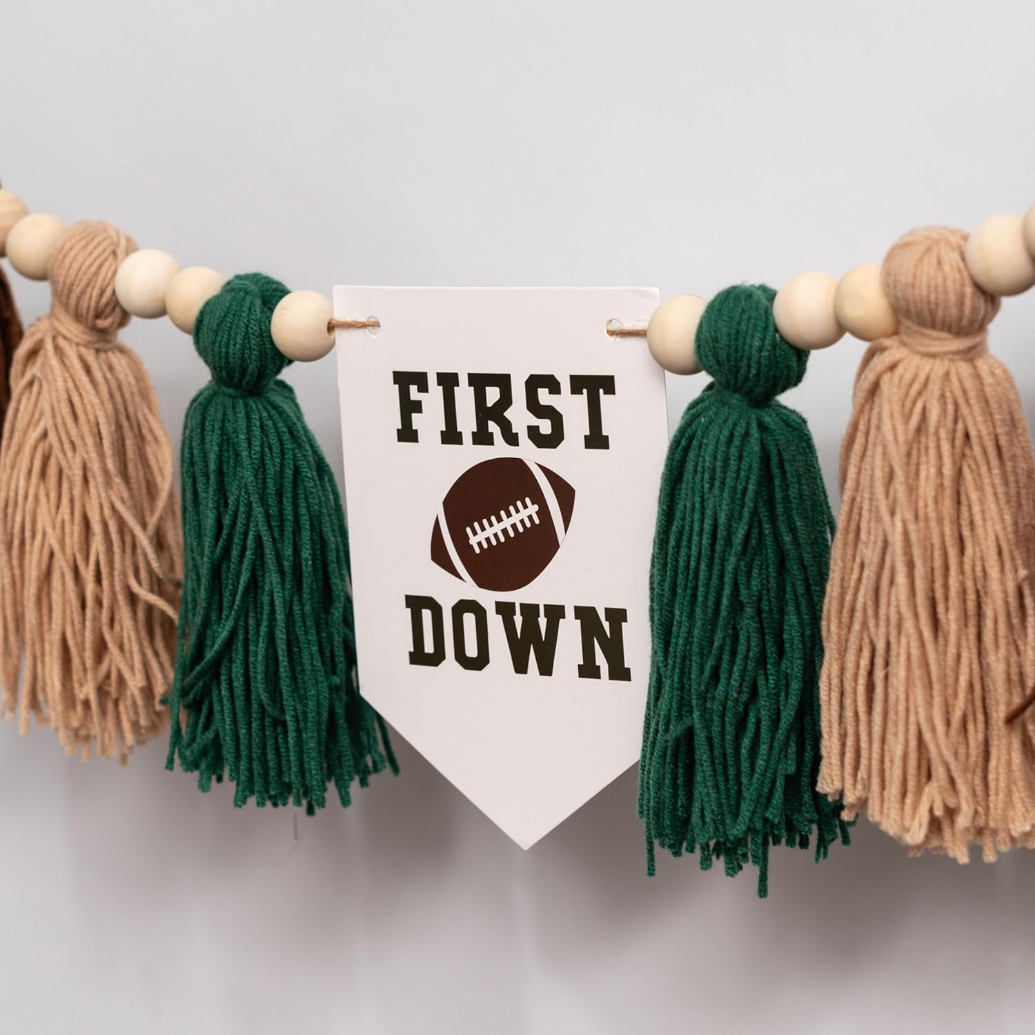 Football Highchair Birthday Banner with Tassels - Green
