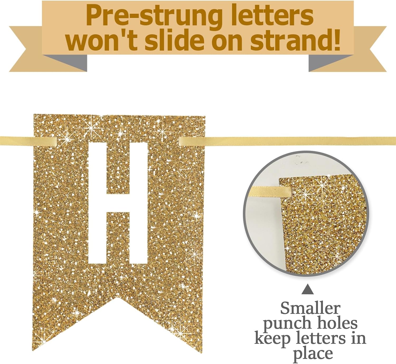 Gold Glitter Happy 50th Birthday Banner 12ft