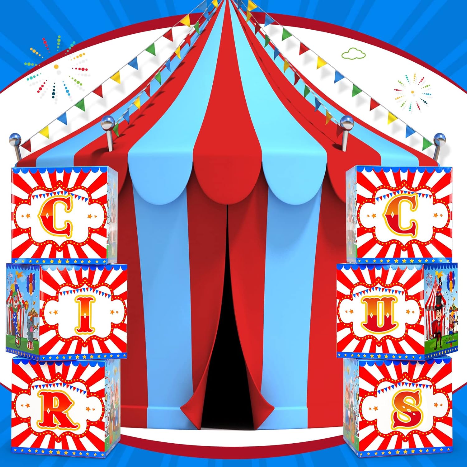 Yexiya Carnival Circus Party Favor Boxes 6 Pcs