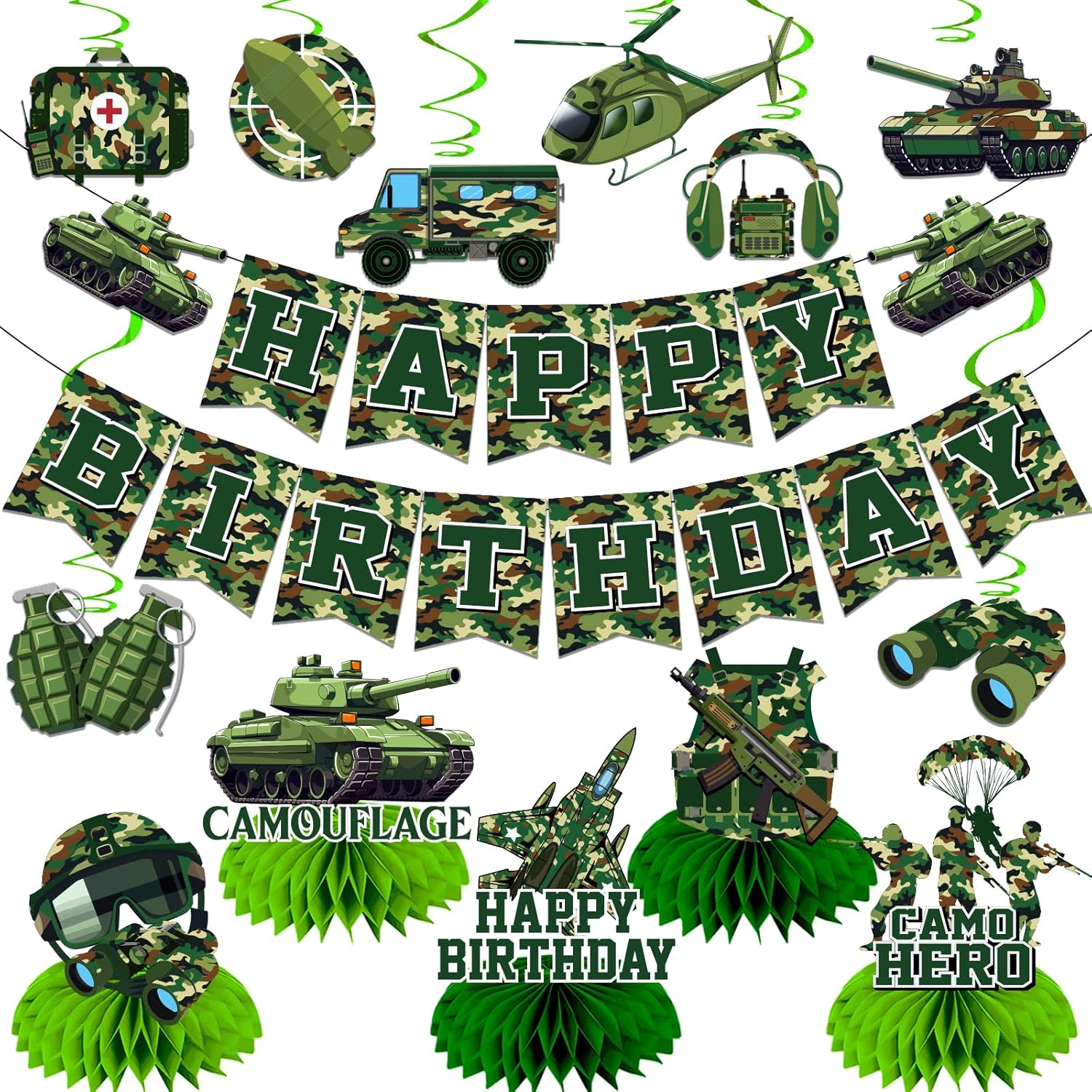 Camo Birthday Decorations for Boys Army Party Supplies