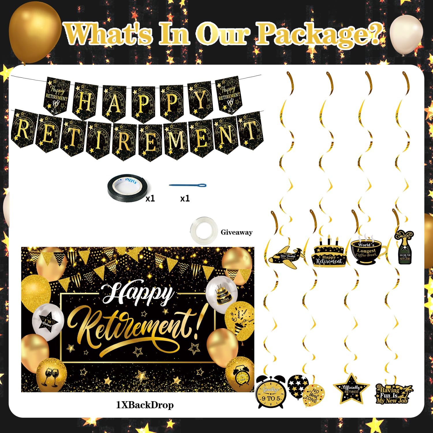 Happy Retirement Party Decorations Set