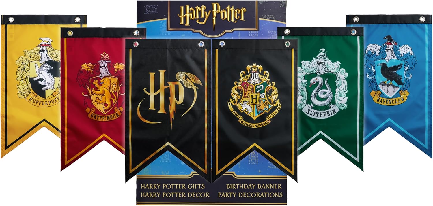 Harry Potter Party Decorations 6 Banners Hogwarts Flags
