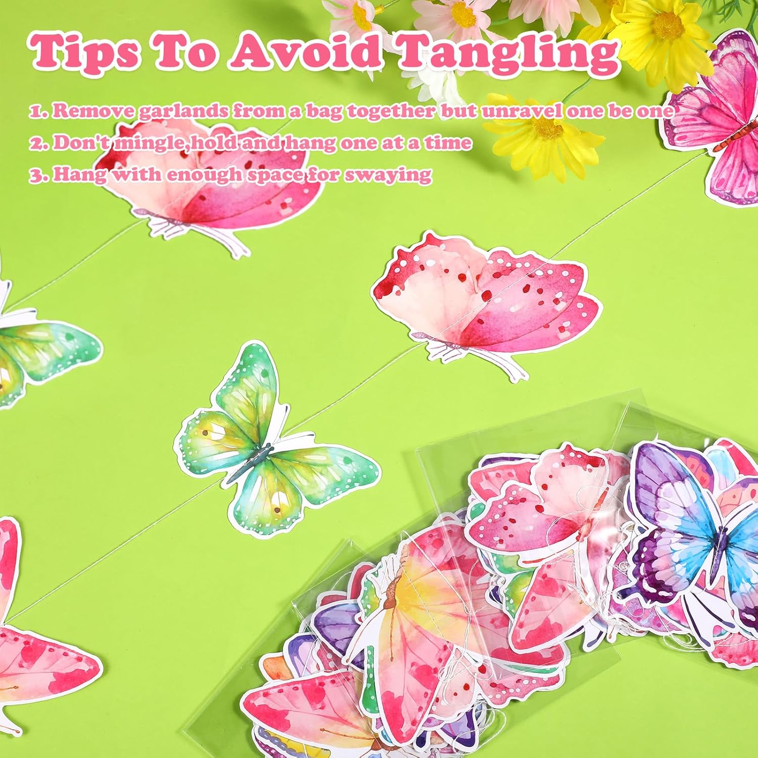 Capoda 8 Pcs Butterfly Decor Garlands for Parties