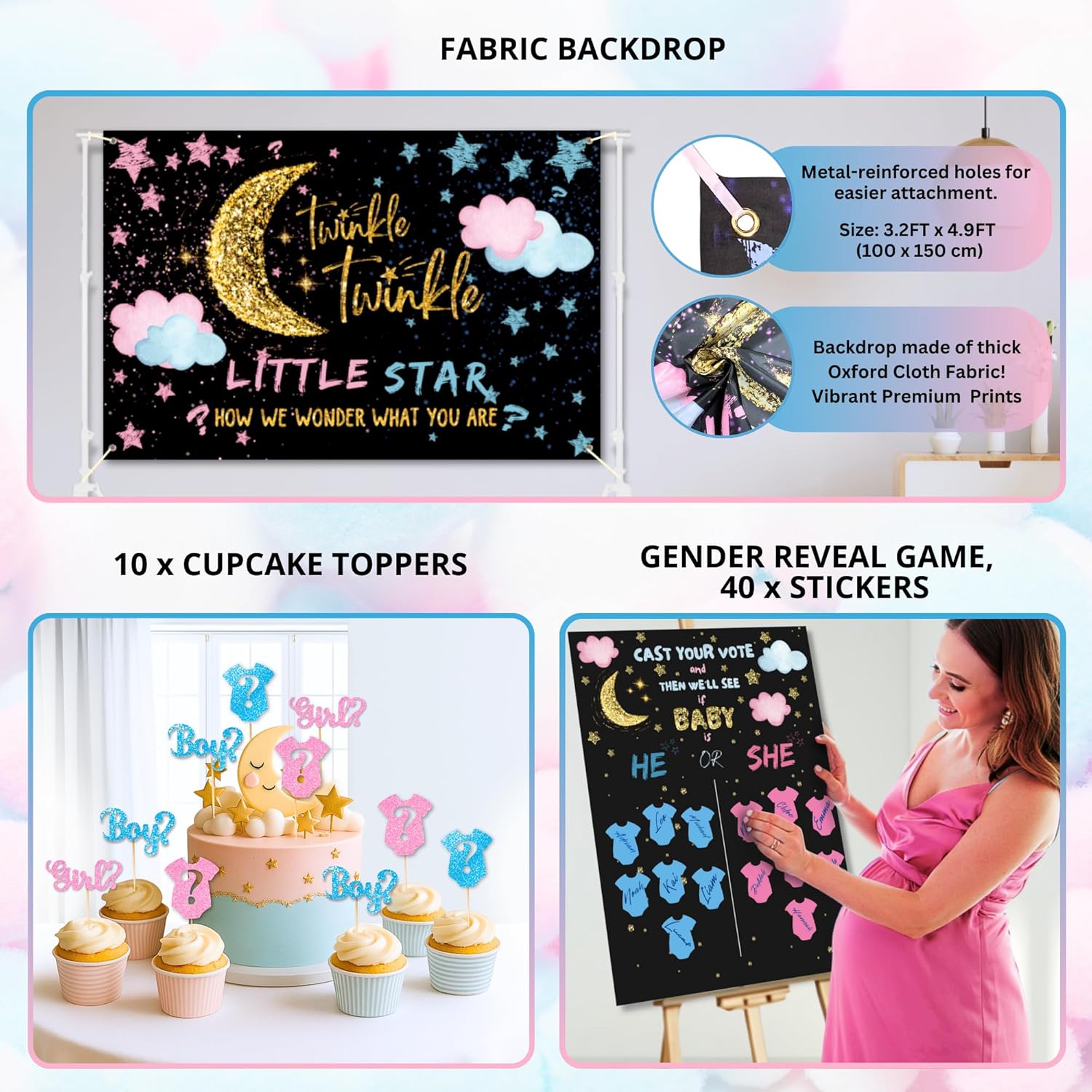 191 PC Premium Twinkle Star Gender Reveal Decor Kit