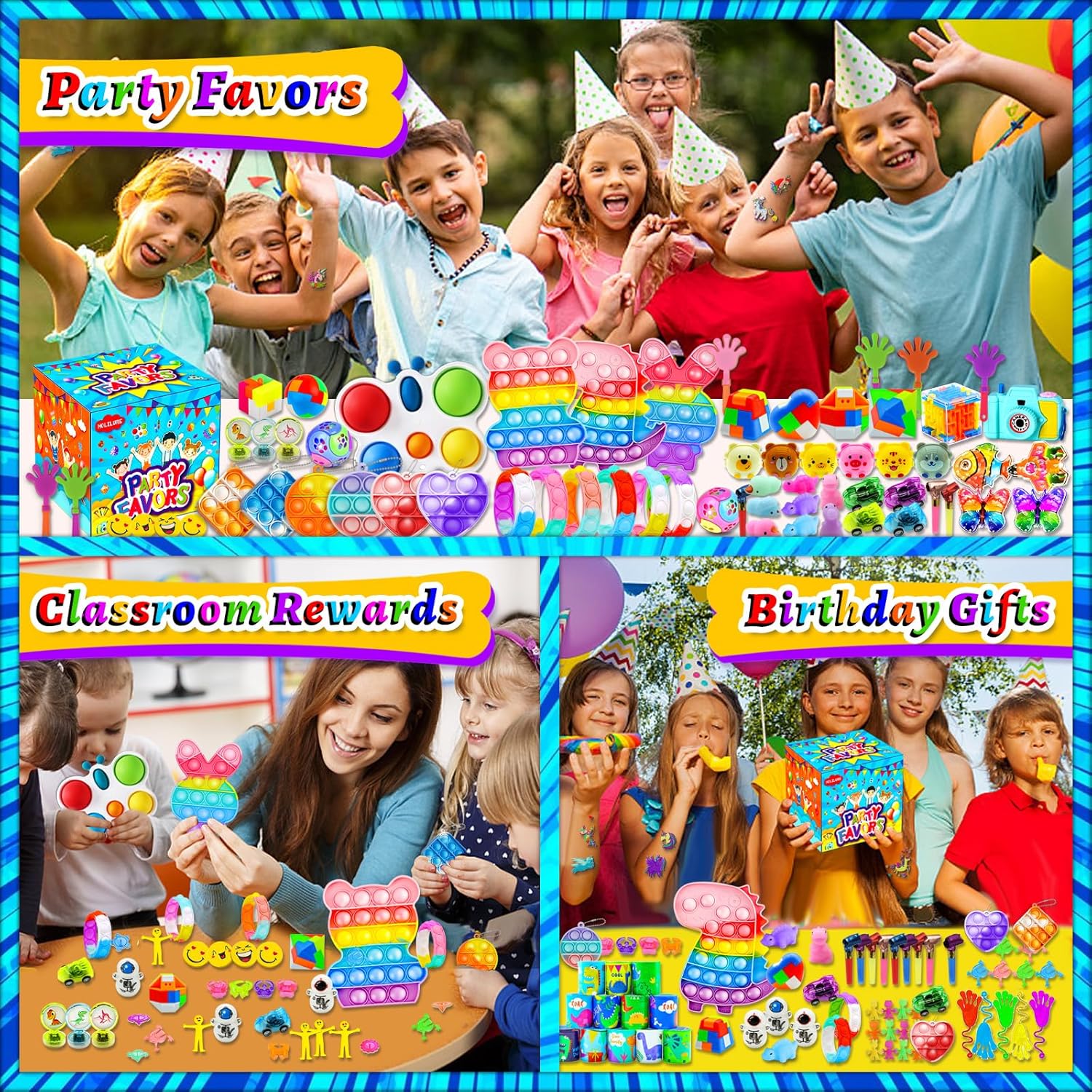 HOLILURE 206 PCS Kids Party Favors Fidget Toy Pack