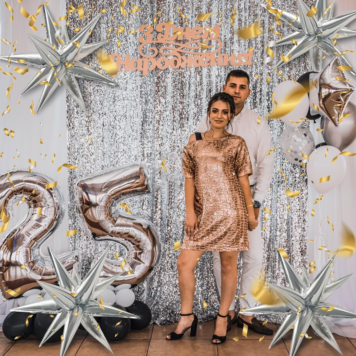 60Pcs Silver Star Balloons Party Decorations