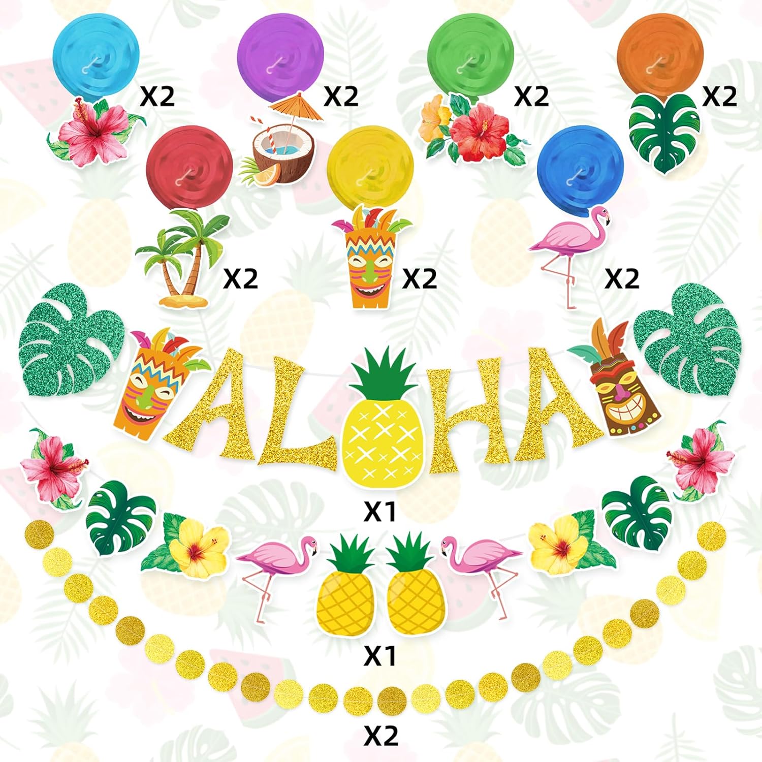 Pre-Strung Hawaiian Aloha Banner Decorations