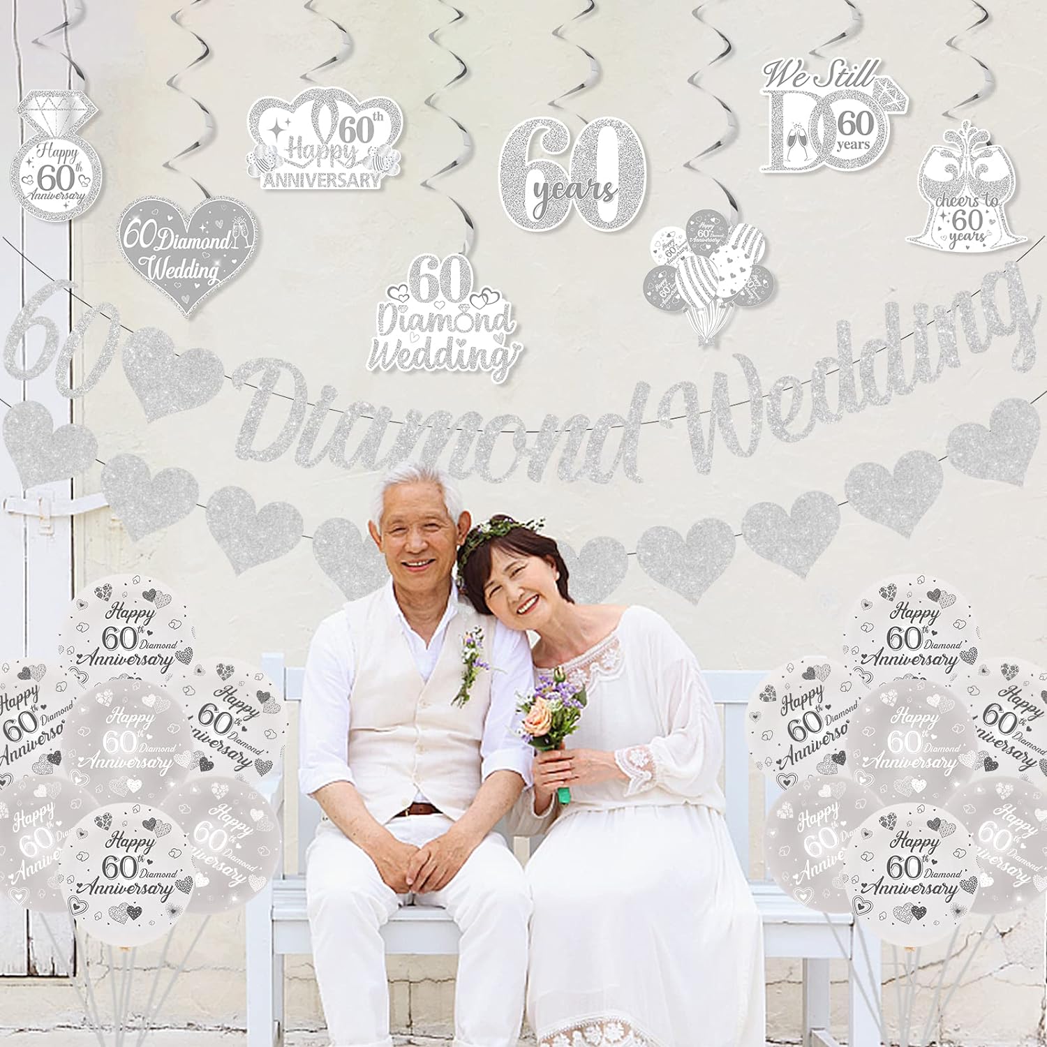 60th Diamond Anniversary Balloon Decor Set