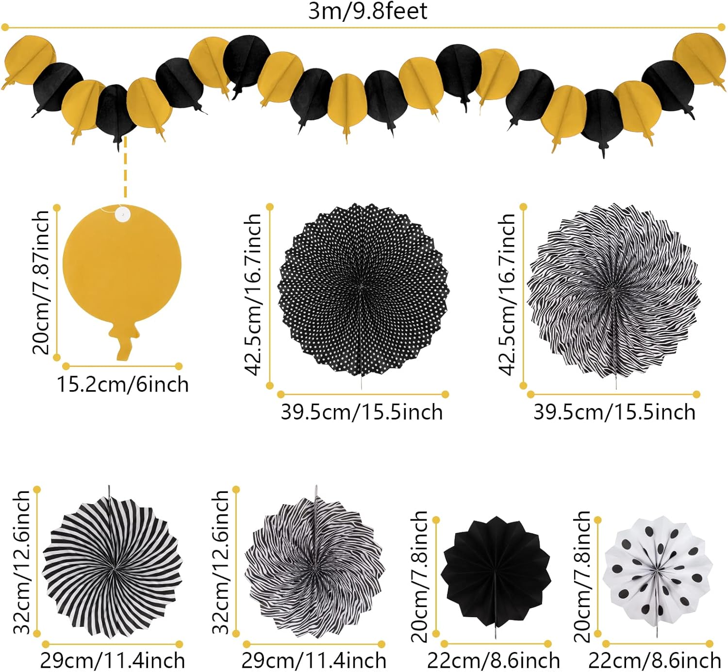 Black and Gold Party Decorations Set