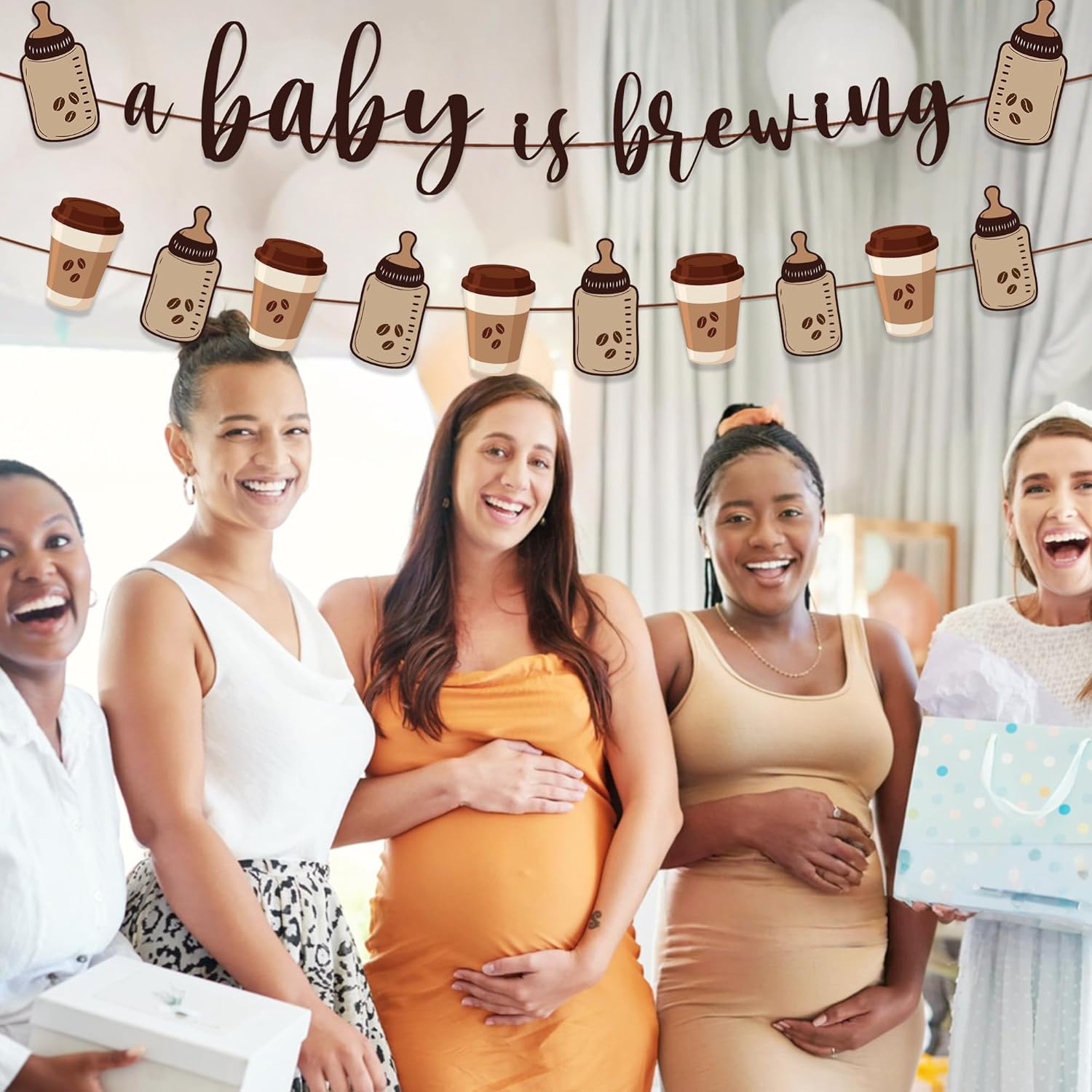 Coffee Theme Baby Shower Banner and Pennant Garland