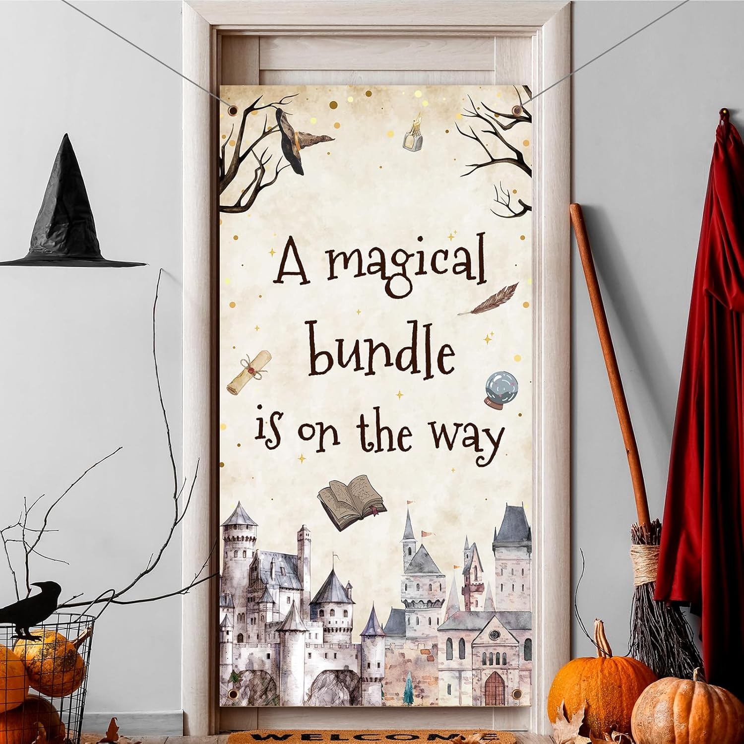 Magical Wizard Party Door Banner with Hanging Rope