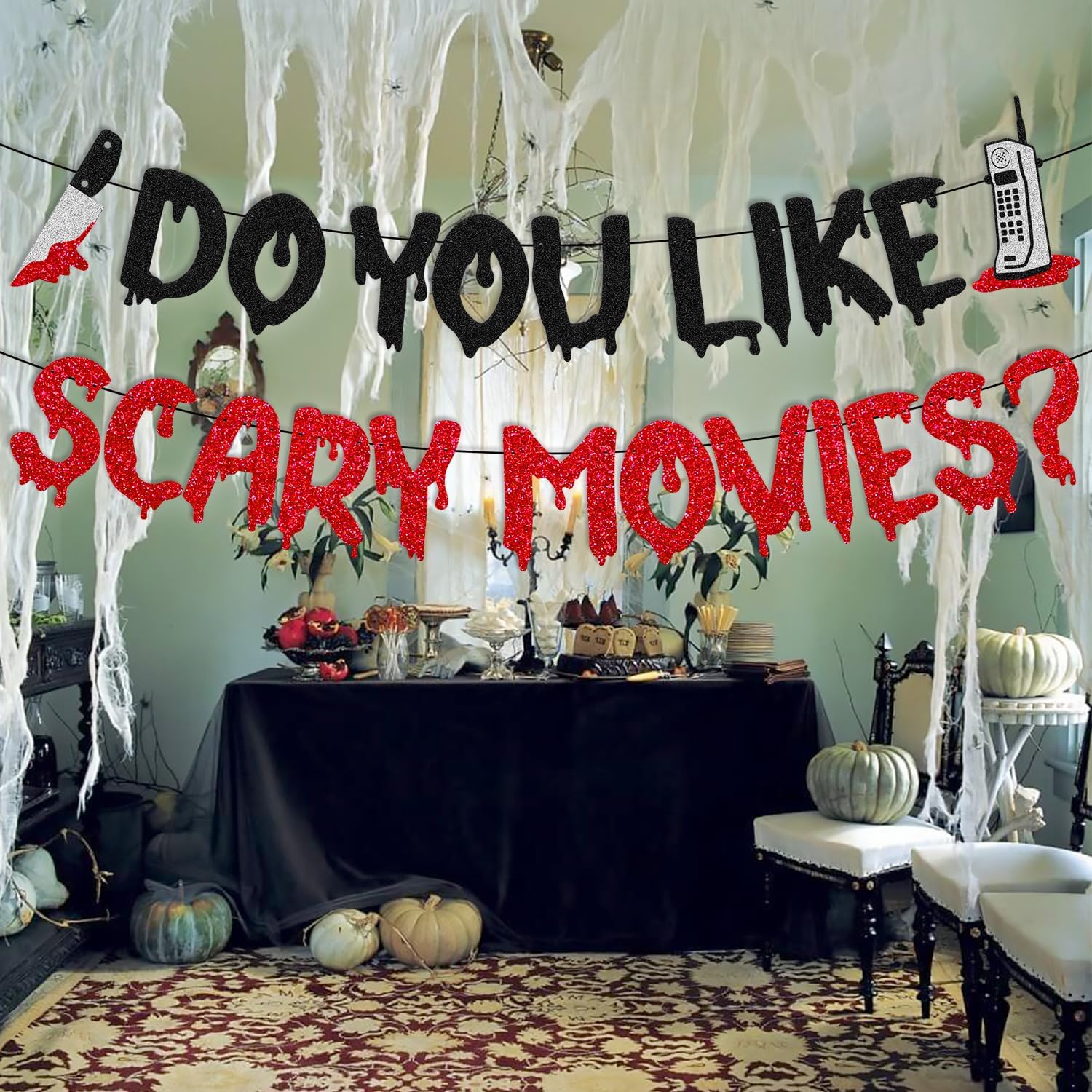 OKUSUN Movie Night Party Decor Banner Horror Theme