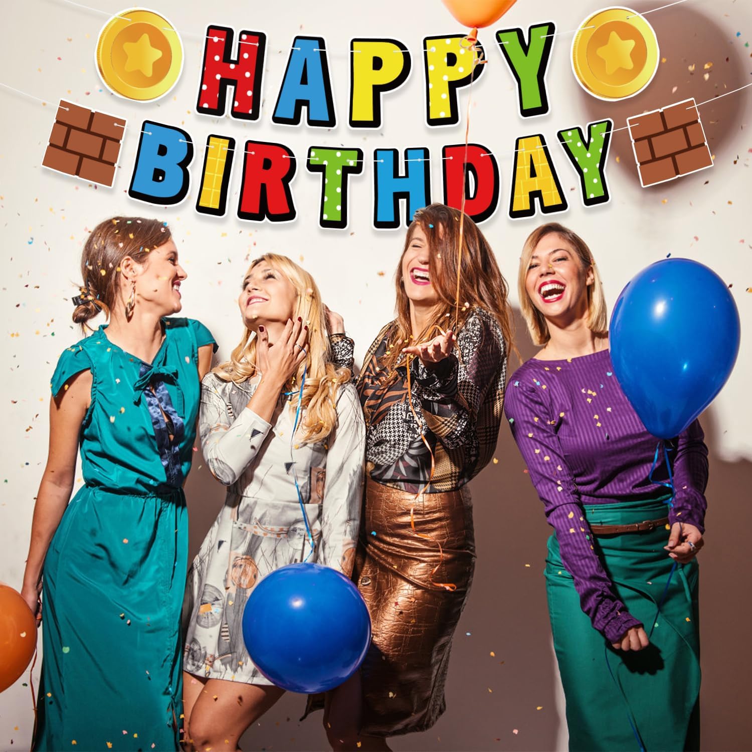 Happy Birthday Colorful Banner with Cartoon Design