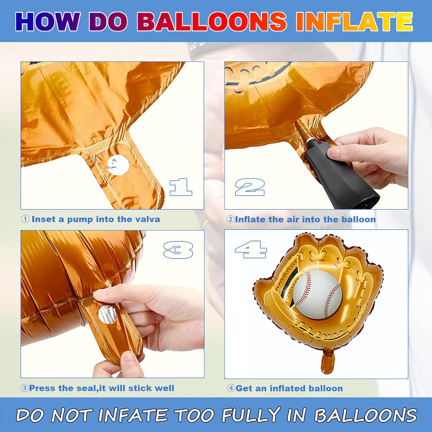 Baseball Themed Foil Balloons with Bat and Glove Decor
