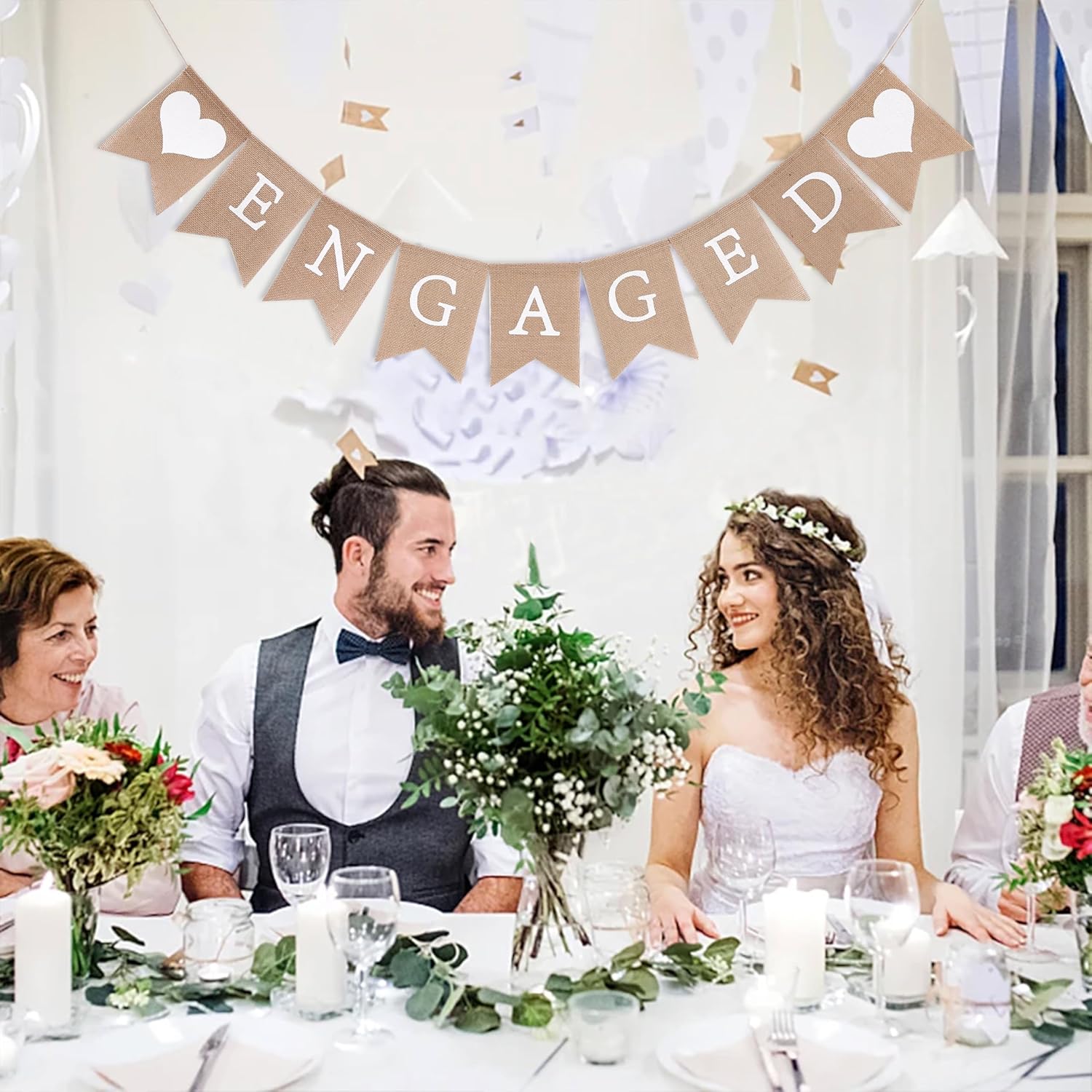 Rustic Engagement Burlap Banner for Bridal Shower