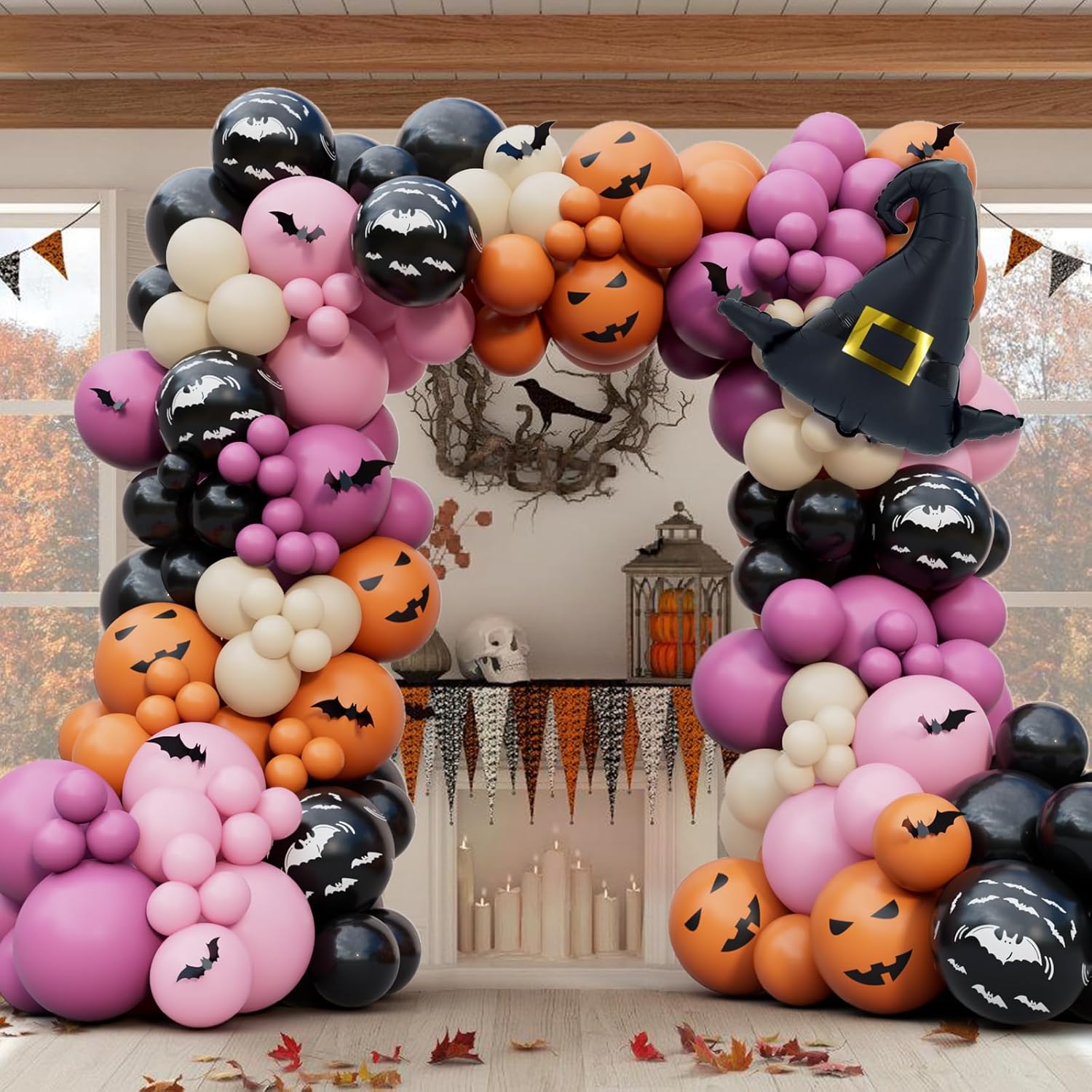 196Pcs Halloween Balloons Garland Arch Kit