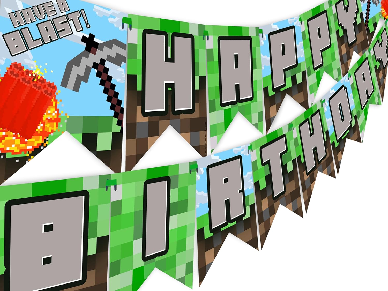 Gaming Pixel Blast Birthday Banner Decor