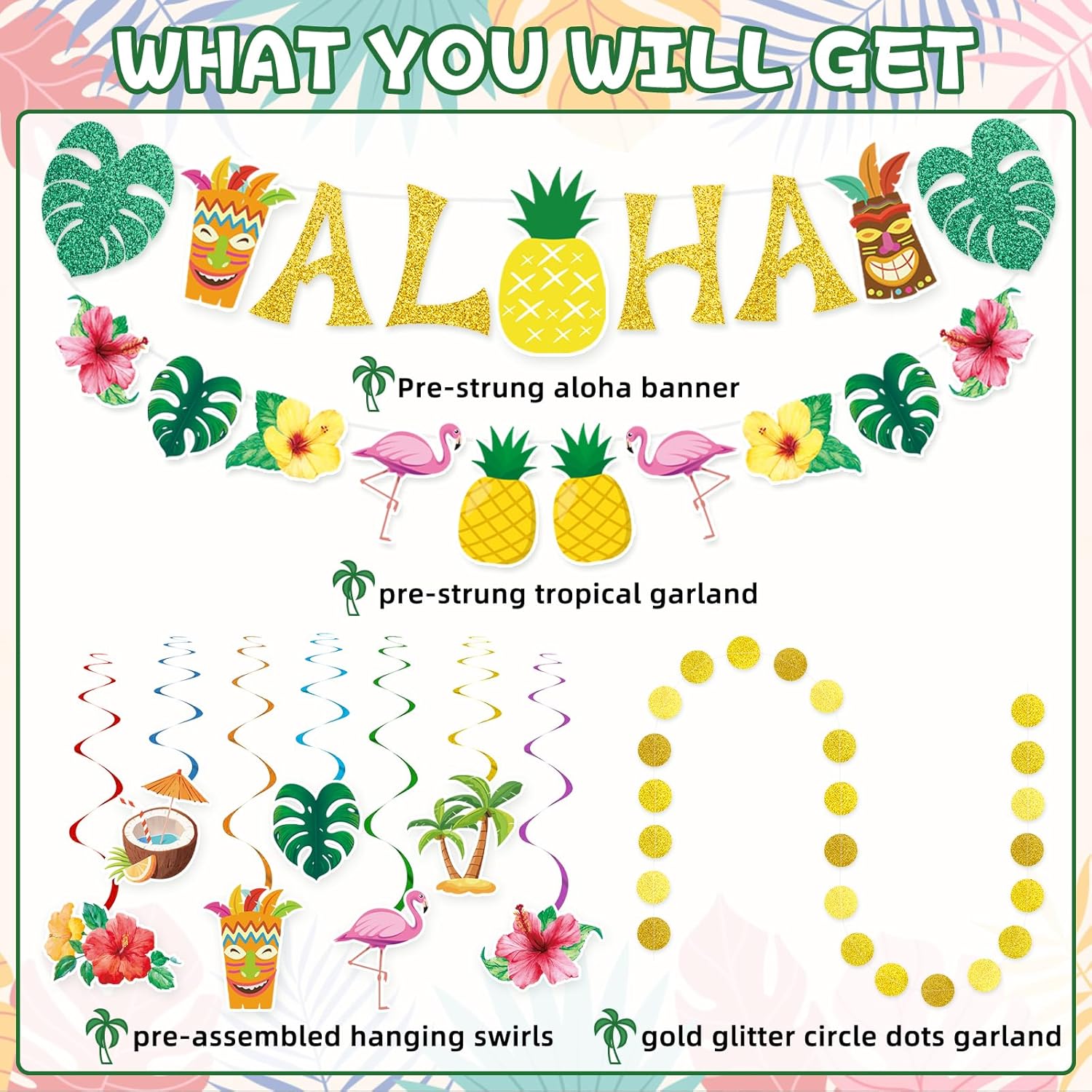 Pre-Strung Hawaiian Aloha Banner Decorations