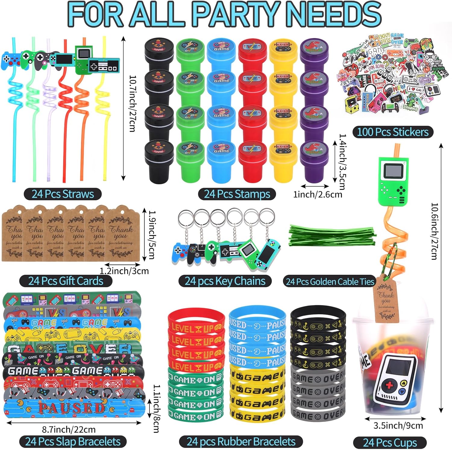 LiYiQ 292 Pcs Video Game Party Favors Set