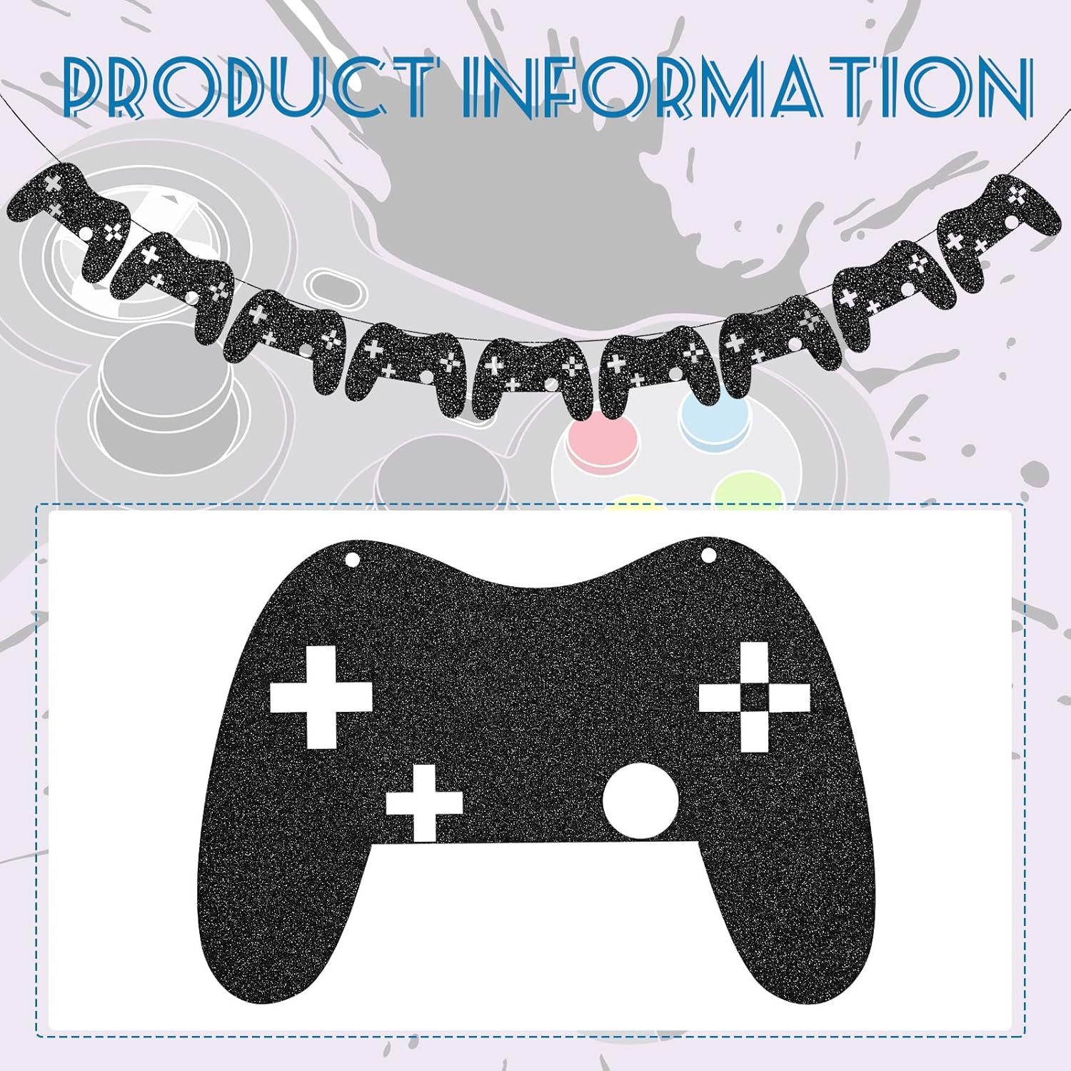 Marspark 2 Pcs Video Game Controller Garland for Birthday Party