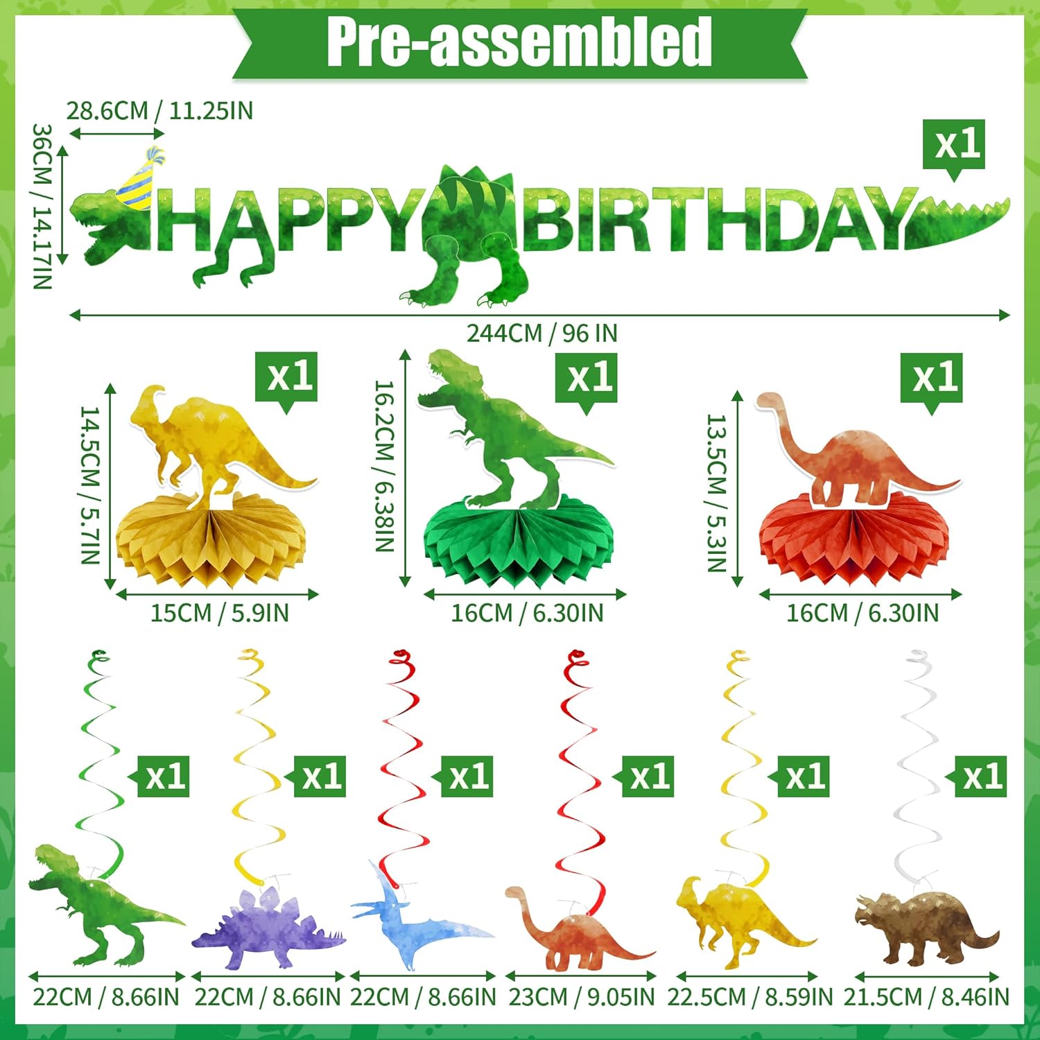 PatiCool Dinosaur Birthday Banner Party Decorations