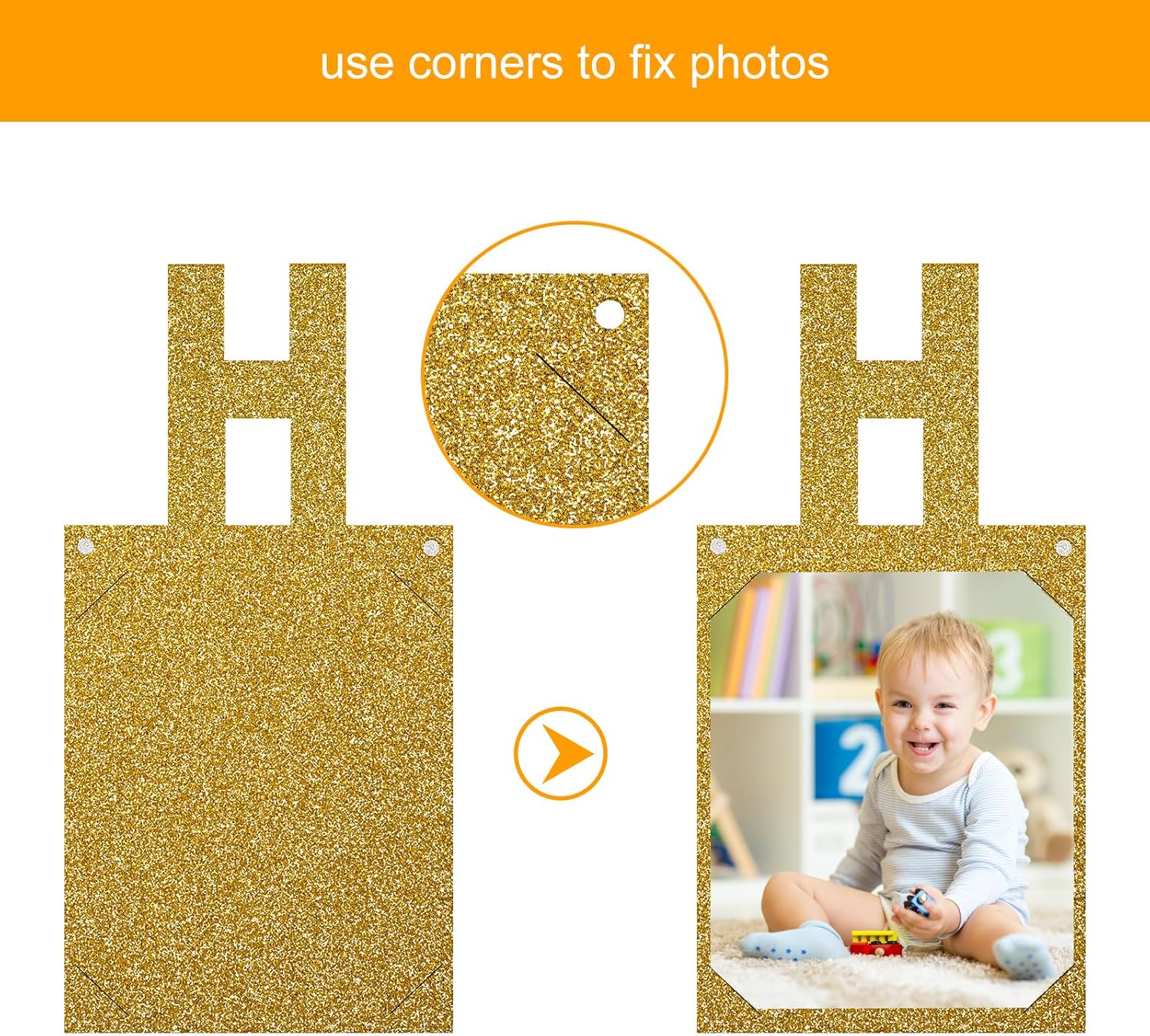 Birthday Photo Banner with Fairy Lights for Party Decorations