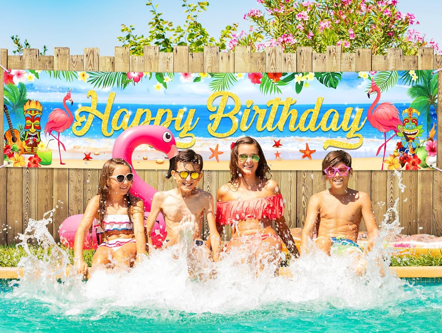 Tropical Luau Birthday Banner Decorations Yard Sign