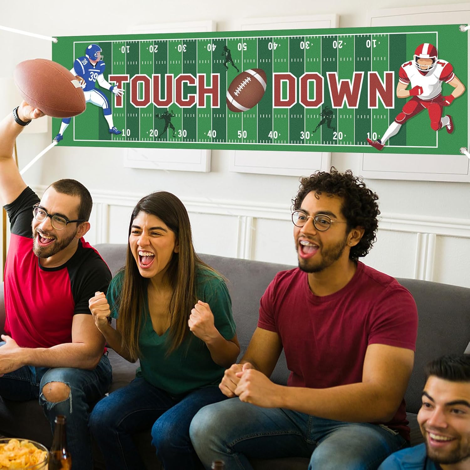 Football Birthday Banner with Touchdown Design